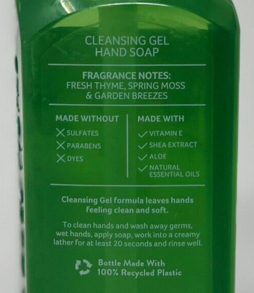 1 NEW BATH & BODY WORKS GARDEN THYME CLEANSING GEL HAND SOAP WASH PUMP 8OZ FOAM