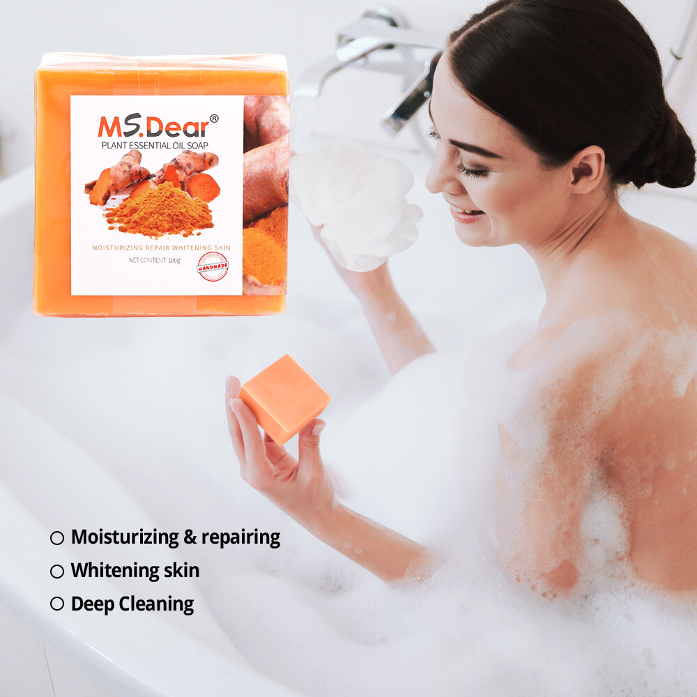 3/2Pcs Turmeric Soap Acne Dark Spots Removal Skin Whitening Body Bleaching Soaps