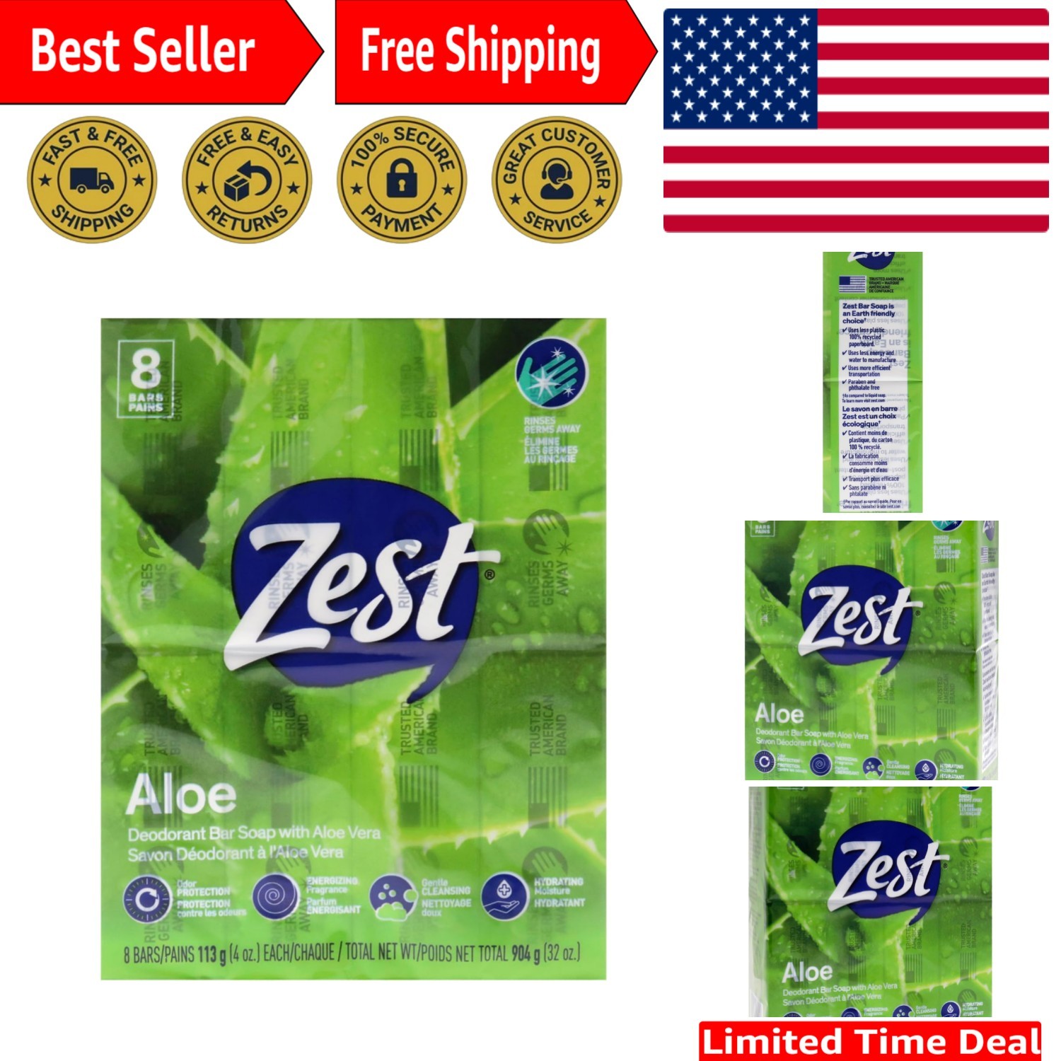 Soothing Fresh Aloe Soap – 8-Pack, 4oz Each for a Refreshing Bath Experience
