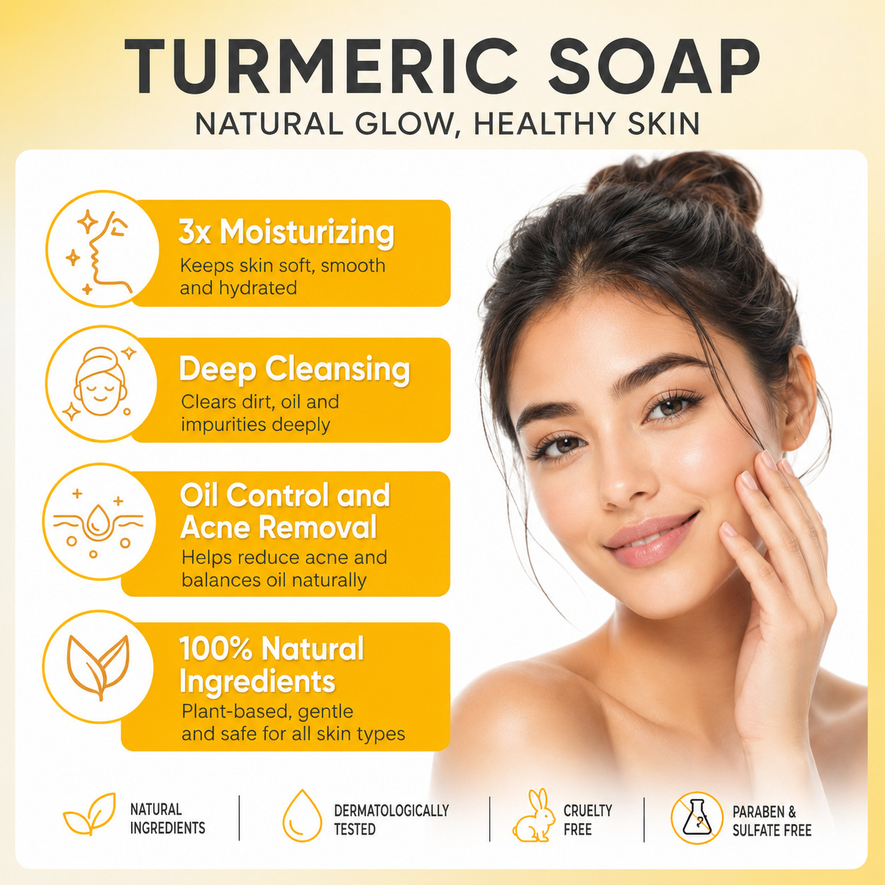 Turmeric Kojic Acid Soap 5 Pack Face & Body Deep Clean Brightening Natural Bar