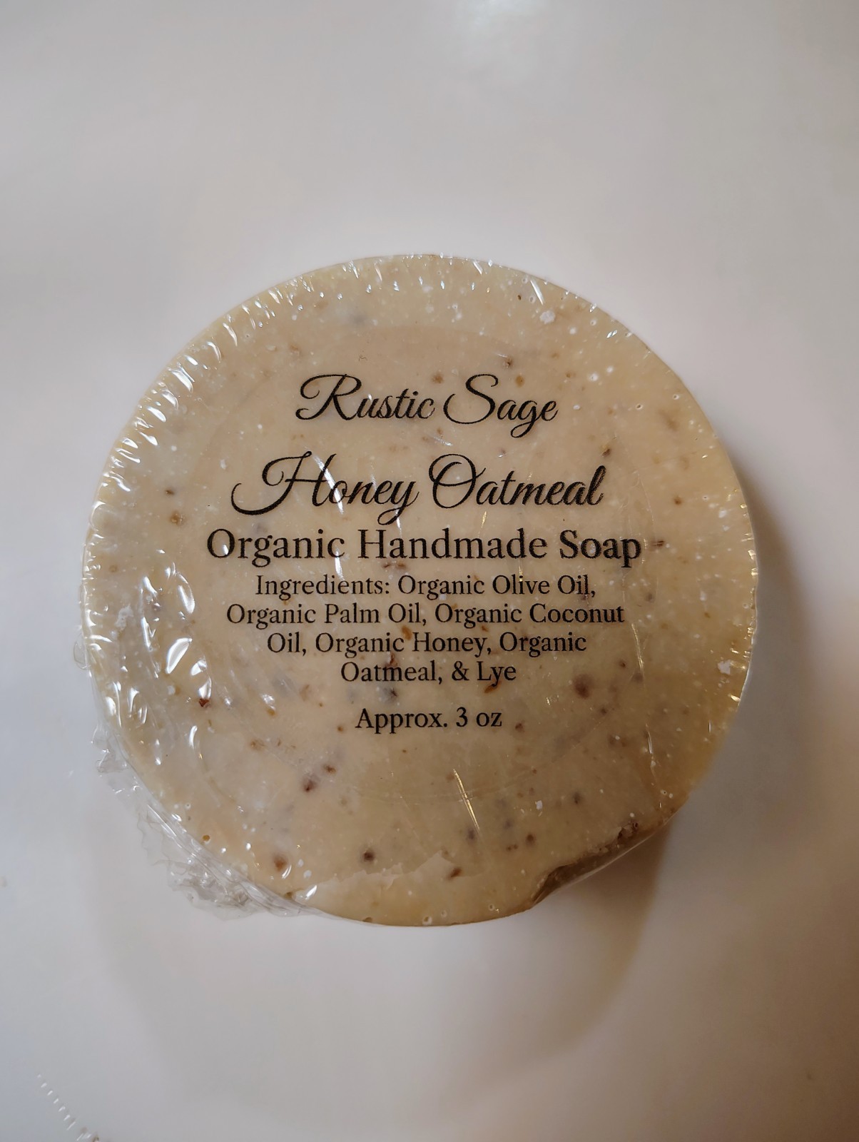 100% Organic Handmade Honey Oatmeal Soap, Approx. 3 oz(SOAP DISH NOT INCLUDED!)