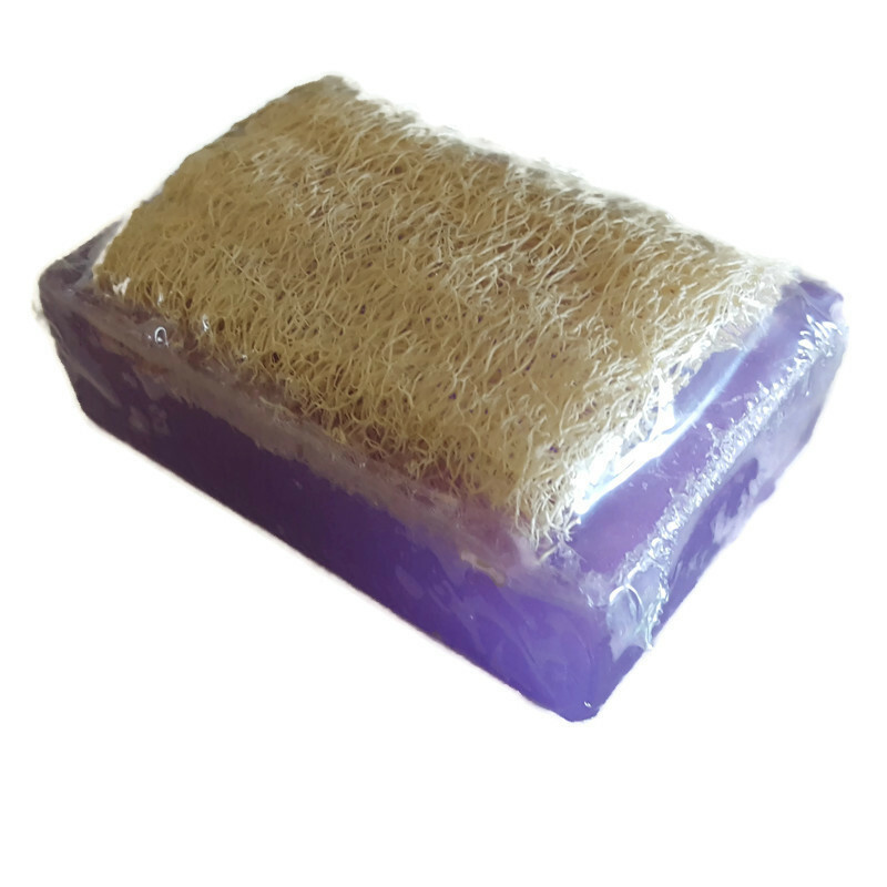 Handmade Luffa Embedded Soap 2 Bars LAVENDER Moisturizing Loofah Loofa Lufa Soft