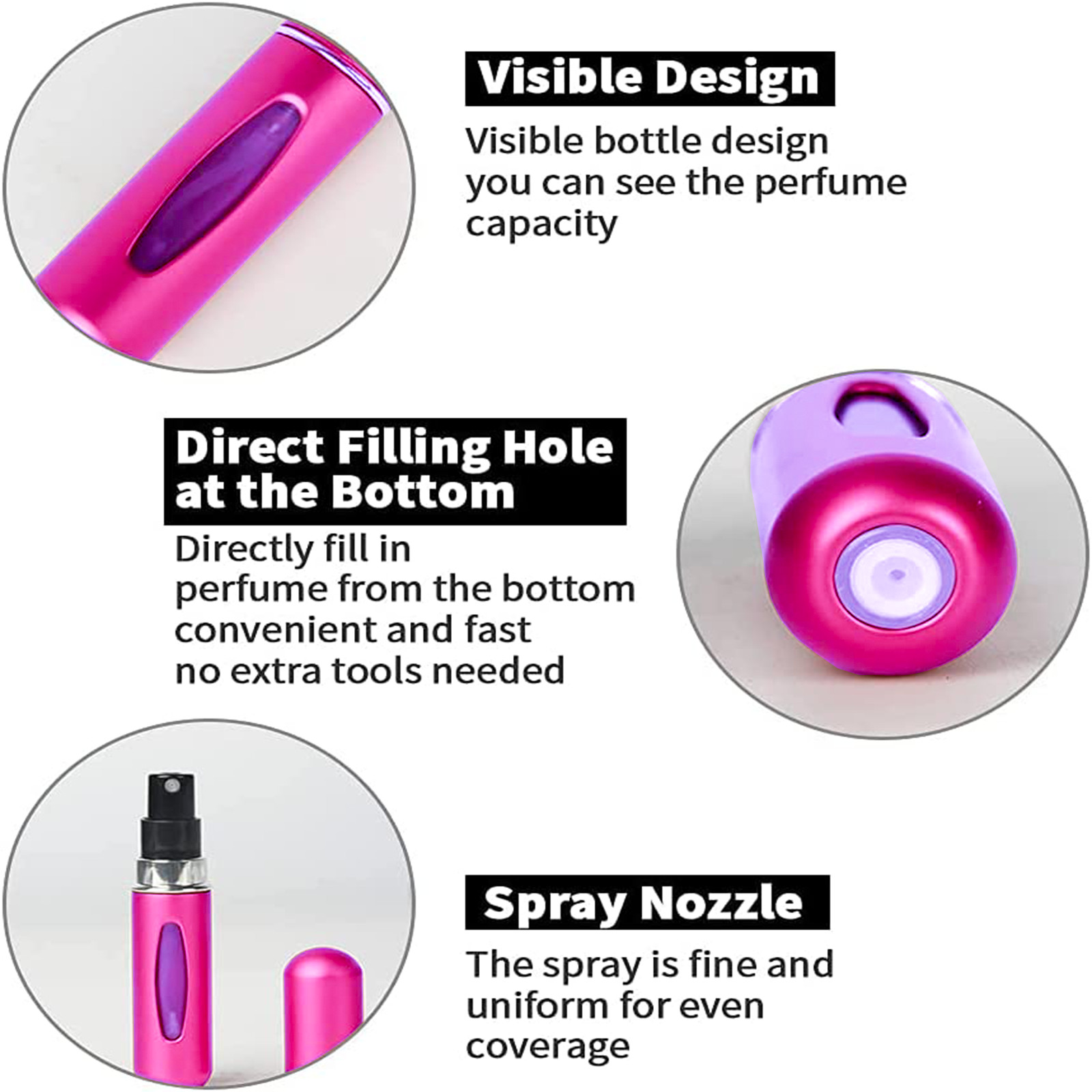 5PCS 5ml 8ml Perfume Bottle Portable Refillable Atomizer Pump Spray Empty Glass