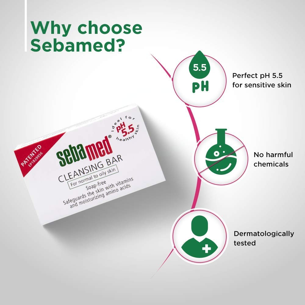 Sebamed Cleansing Bar 100g Pack of 3 pH 5.5 Face & Body