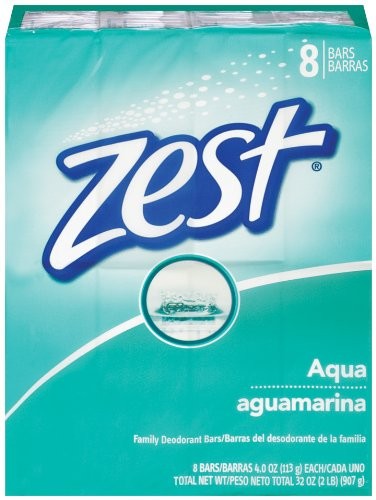 Zest Aqua Refreshing Deodorant Bar Soap 4 Oz Family Set Of 8 Bars