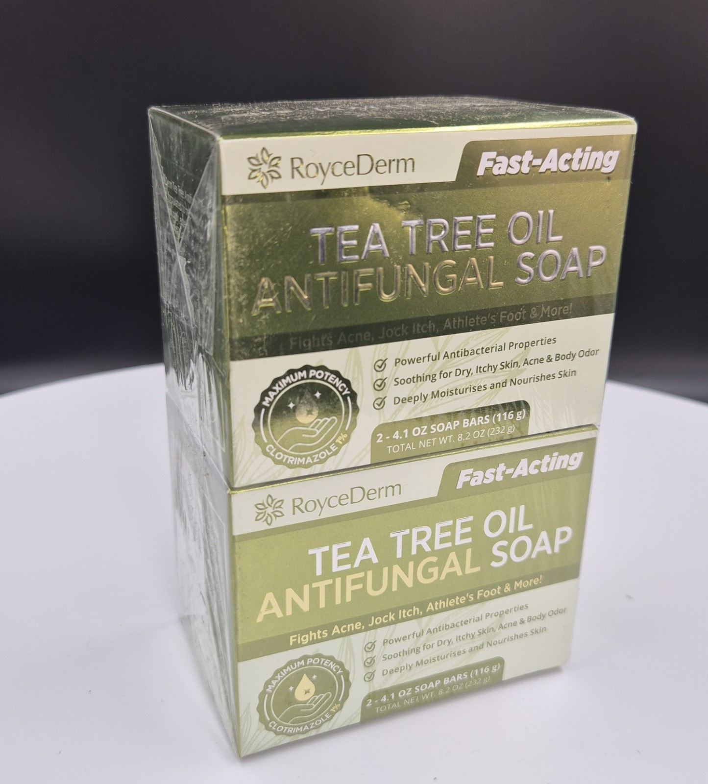 RoyceDerm Fast-Acting Tea Tree Antifungal Soap 2 Bars 8.2 oz Body/Hands