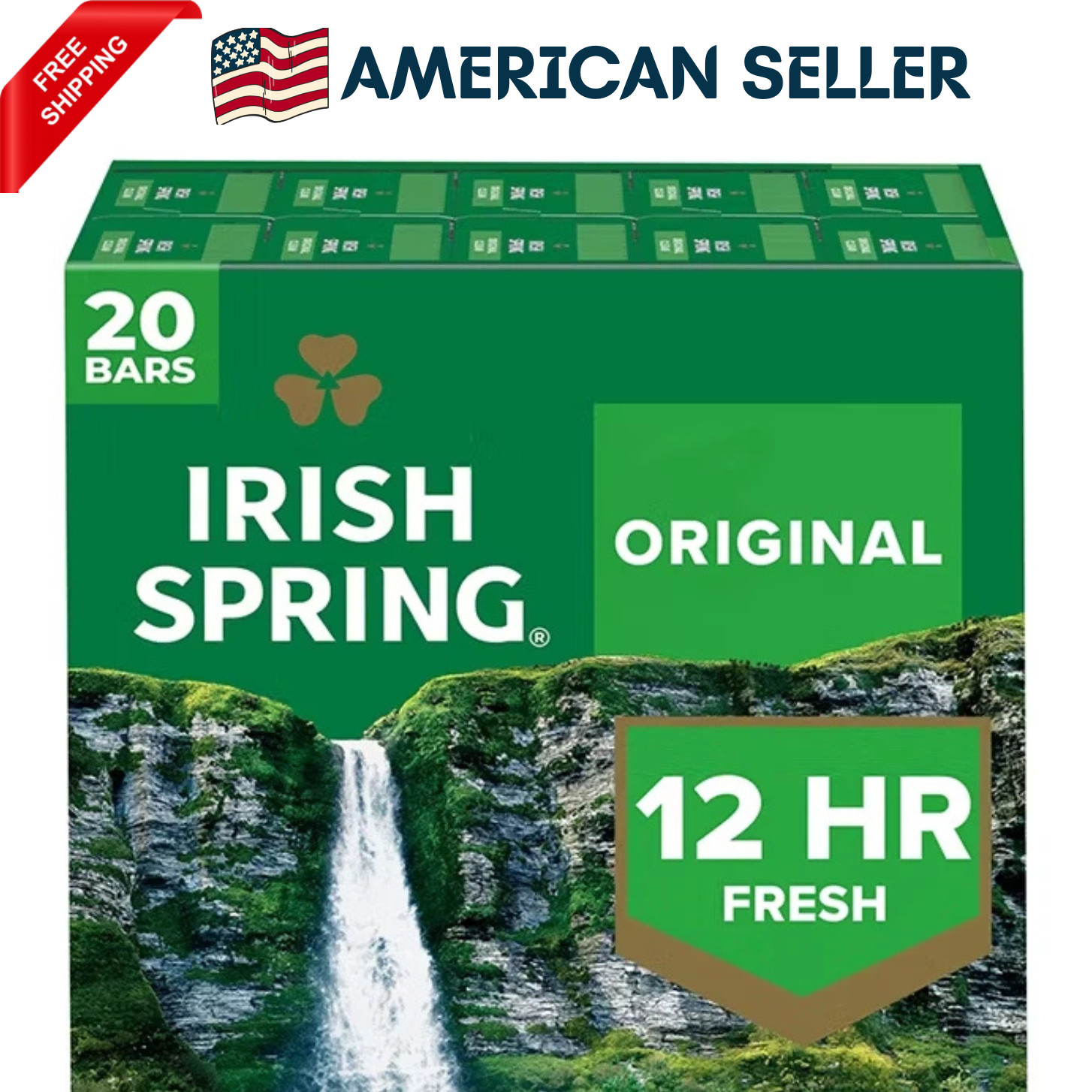 IRISH SPRING BAR SOAP ORIGINAL CLEAN 4 OZ 20 PK FREE SHIPPING!!