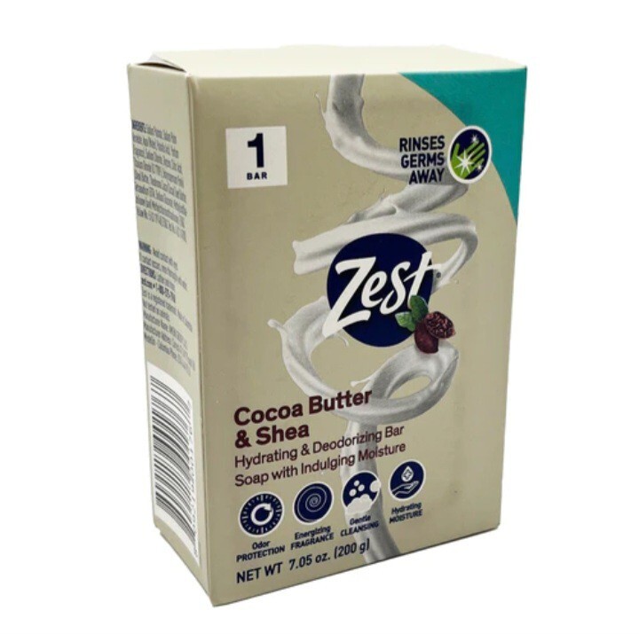 🆕️ ZEST (7.05 Oz.) BAR ●COCOA BUTTER & SHEA● Hydrating & Deodorizing Soap🫧.