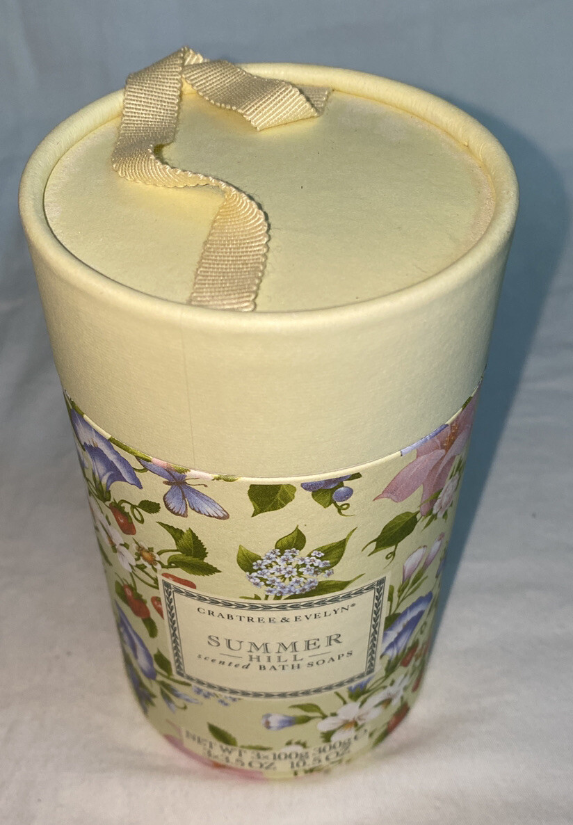 Vintage Crabtree & Evelyn SUMMER HILL SCENTED BATH SOAP BARS Set of 3x100g NEW