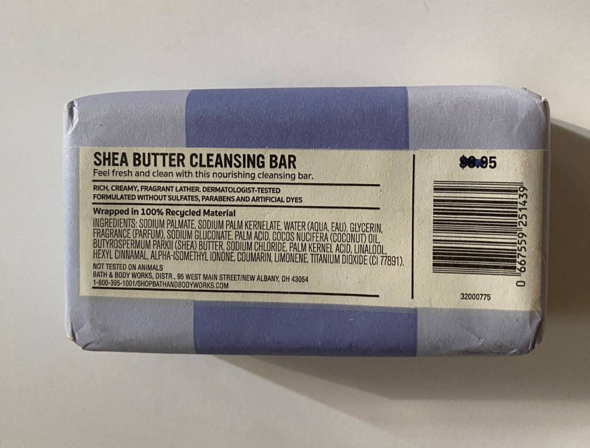 Bath & Body Works Lavender + Vanilla Shea Butter Cleansing Bar Essential Oils