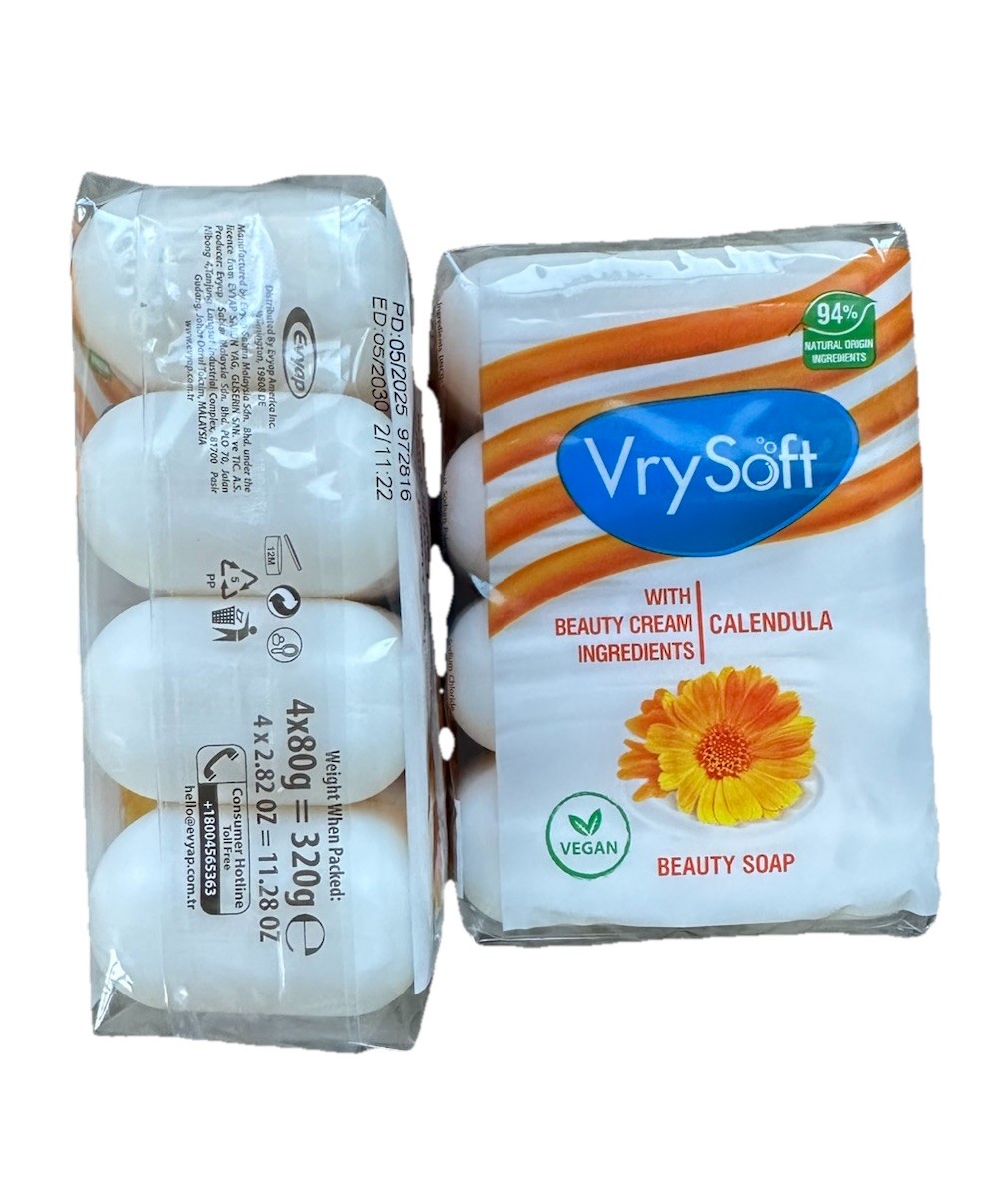 2x Packs VrySoft Beauty Soap Calendula 4 Bars Each 8 Total VEGAN Natural ~ USA