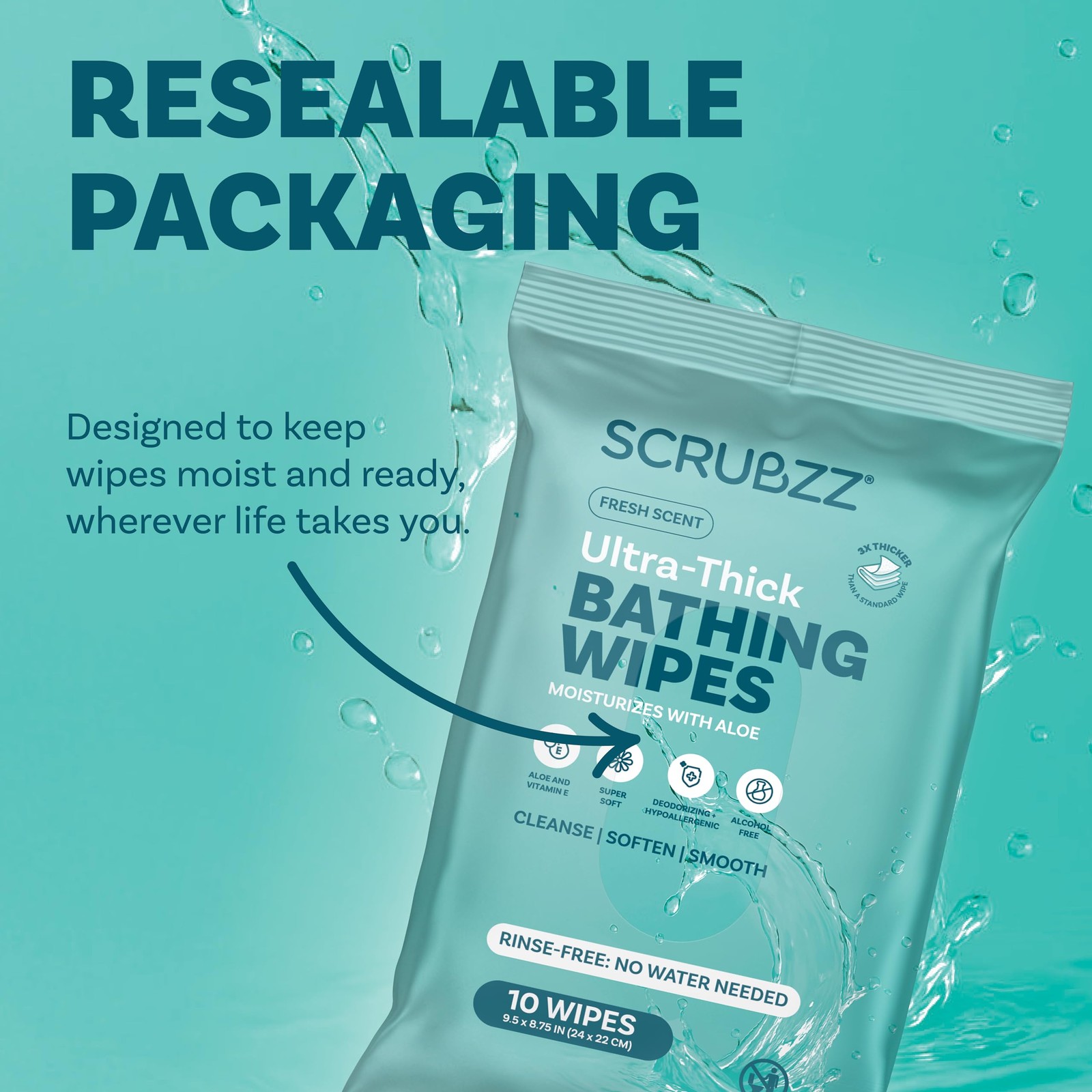 Extra Large Bath Wipes for Adults Bathing No Rinse 40 Ultra Thick Disposable…