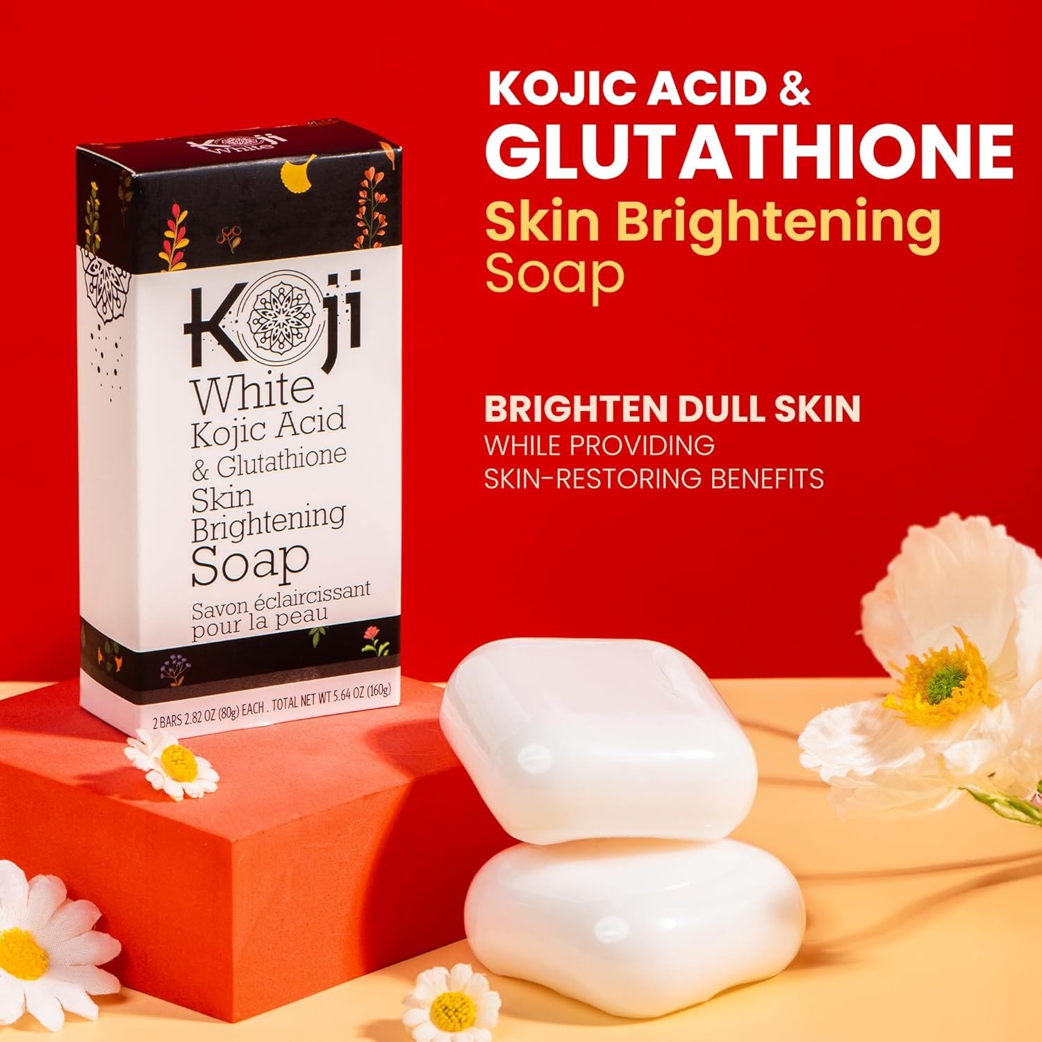 Kojic Acid & Glutathione Skin Brightening Body & Face Exfoliating Soap Bar