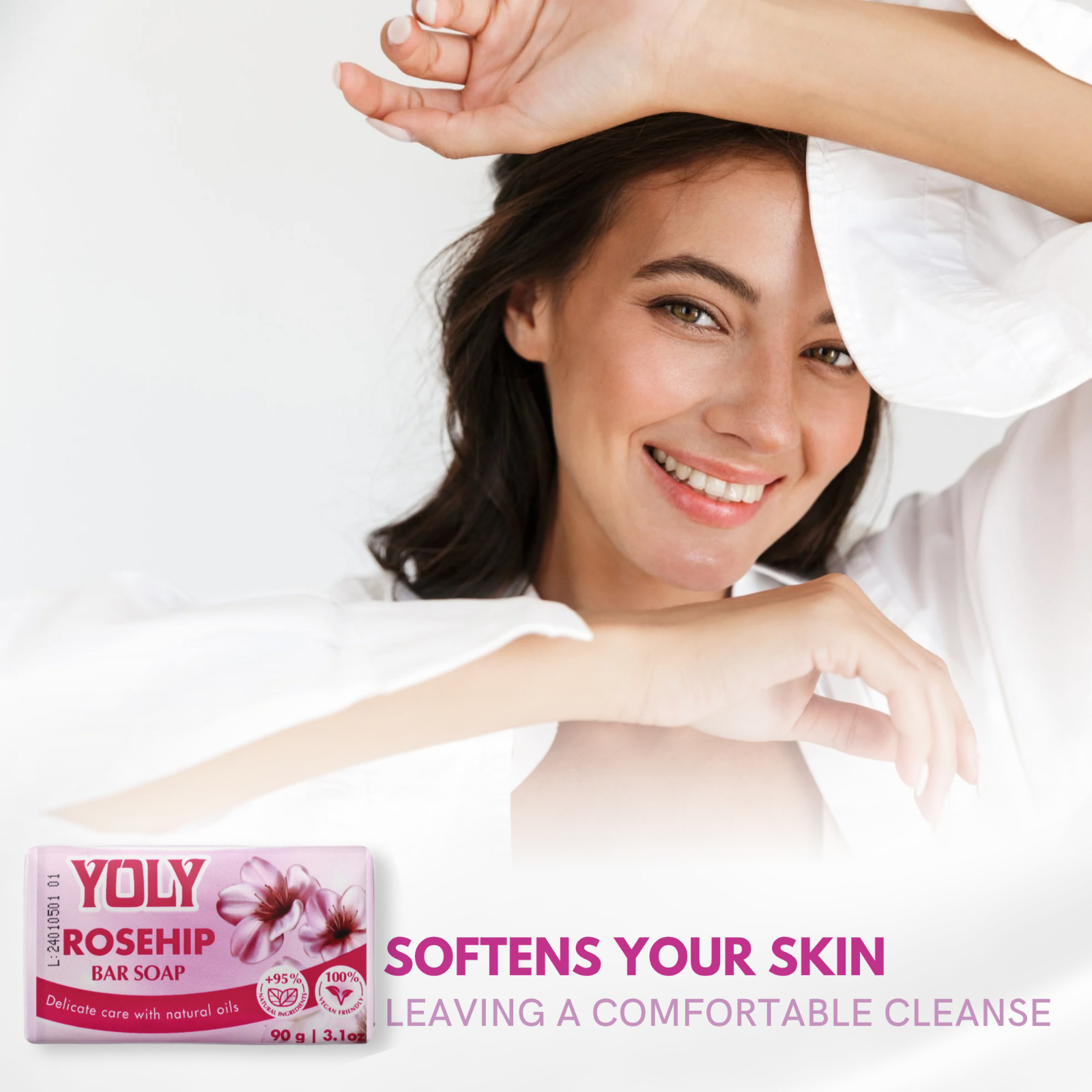Yoly Rose-Hip Bar Soap – Vegan, Paraben Free, 95% Natural [Multipack options]