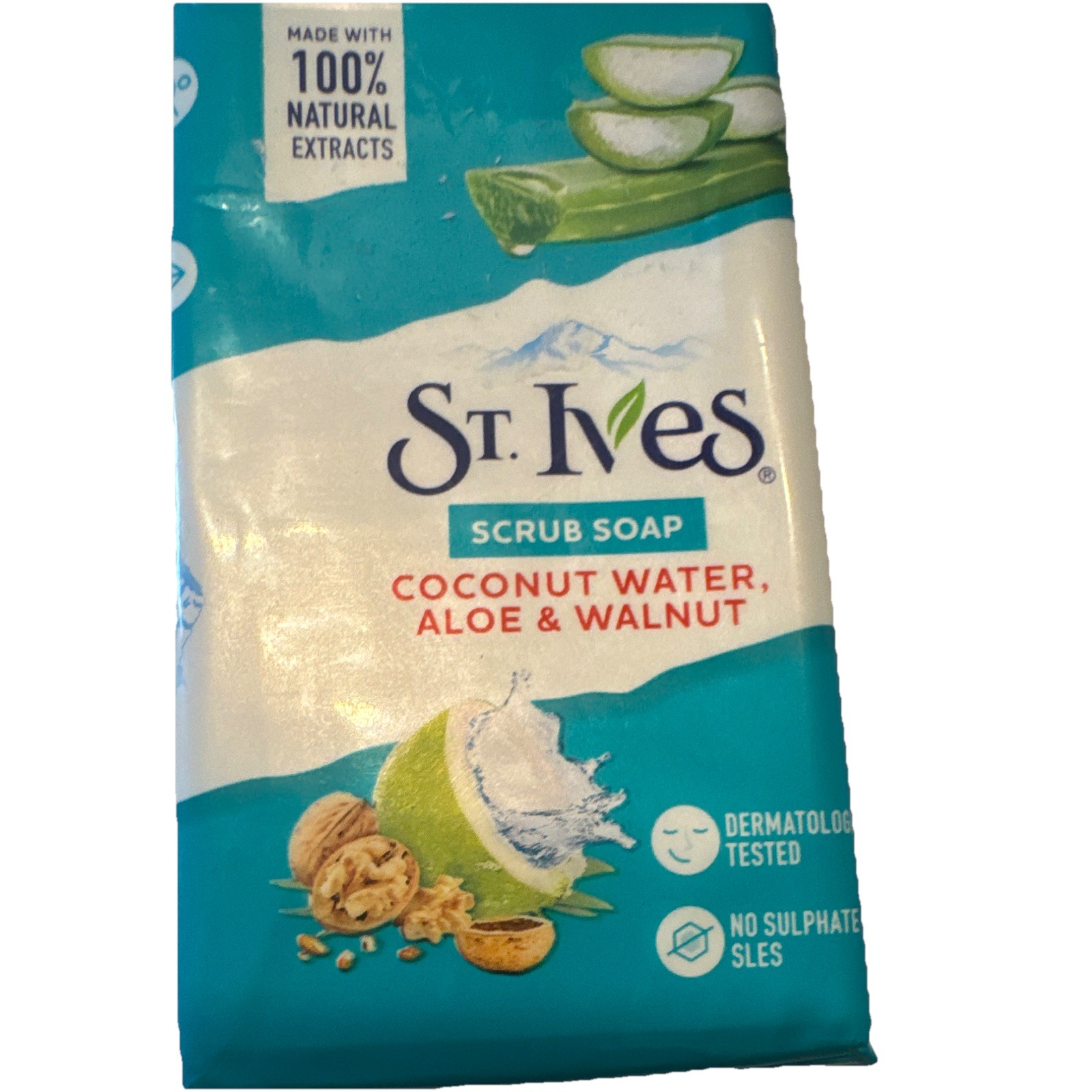 St. Ives Scrub Soap Body Bar Coconut Water Aloe Walnut Sulfate-Free