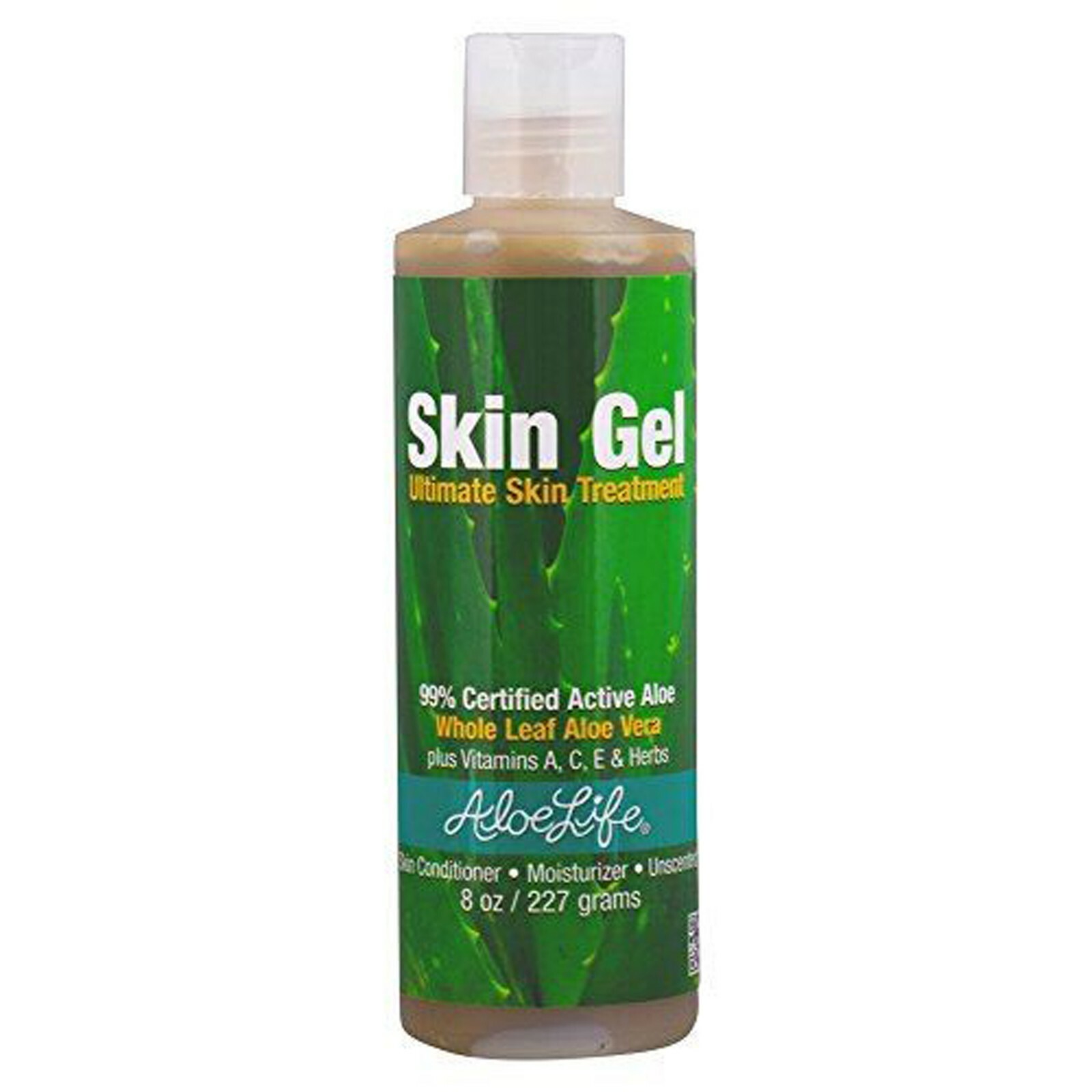 Aloe Life Skin Gel and Herbs Whole Leaf Aloe Vera Plus Vitamin A, C, E 8 oz 227g
