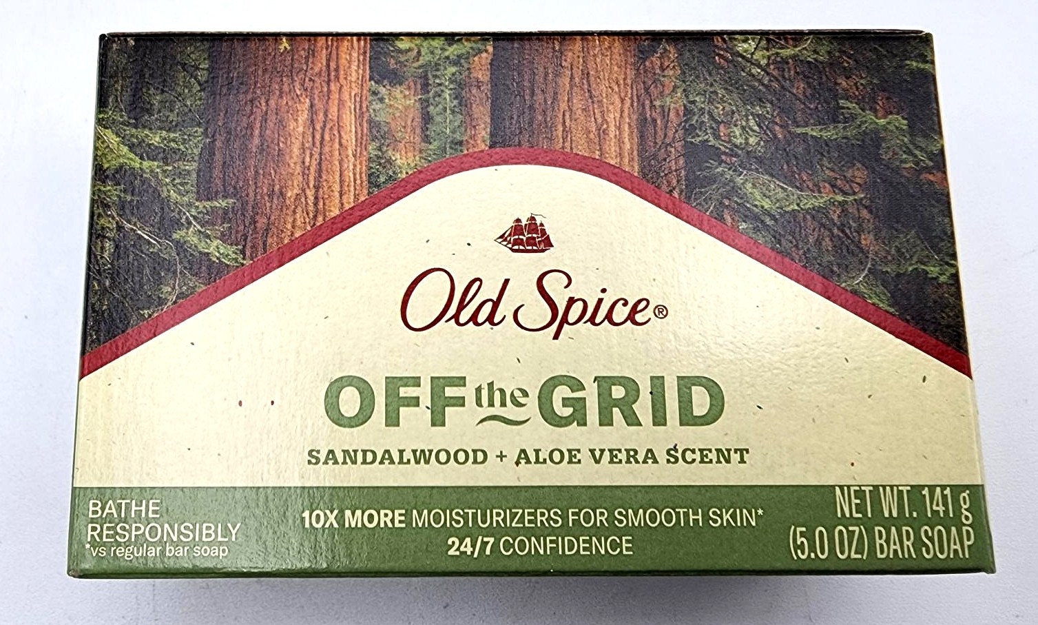 2 Bars Old Spice OFF THE GRID Moisturize Exfoliating Sandalwood Aloe Vera Soap