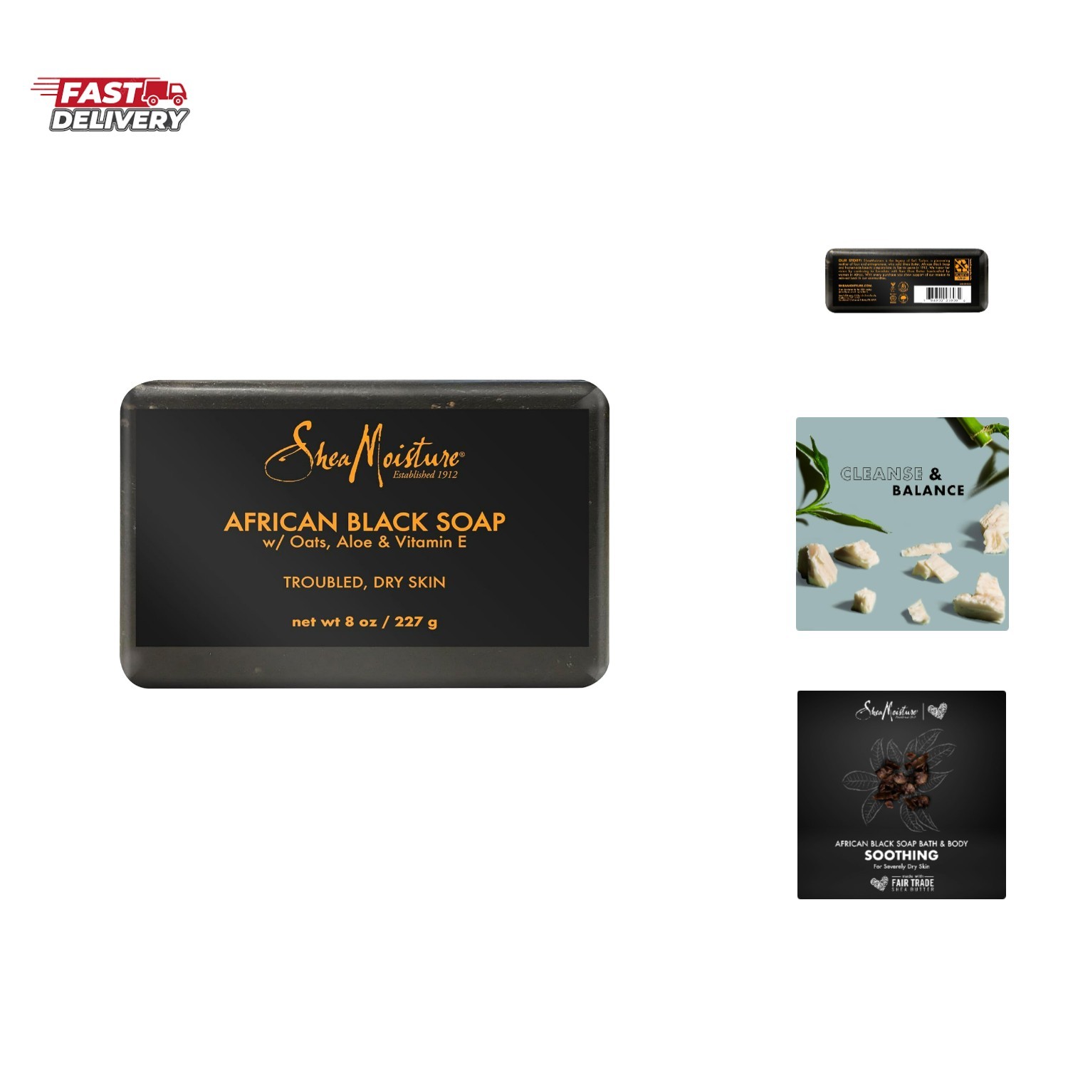 SheaMoisture Bar Soap for Troubled Skin African Black Soap Cleanser with Shea…