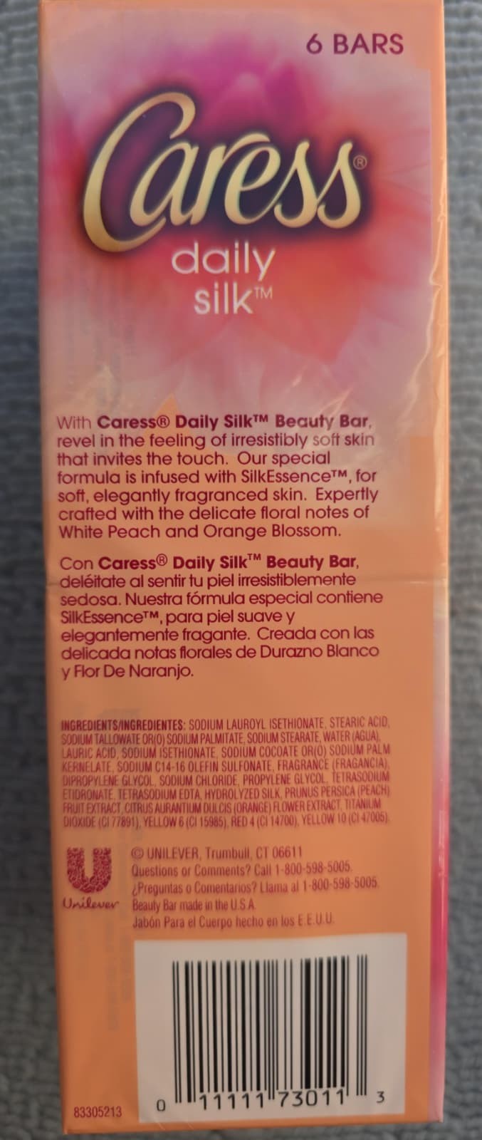 6 Caress Daily Silk Bar Soap White Peach & Orange Blossom Rare