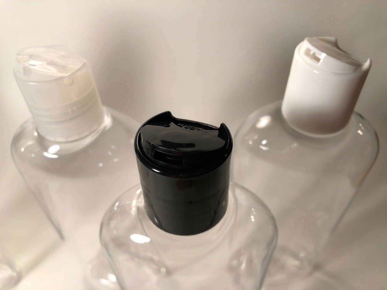 8 oz PET Plastic BPA Free 24/410 Clear Cosmo Oval Bottles caps pumps sprayers