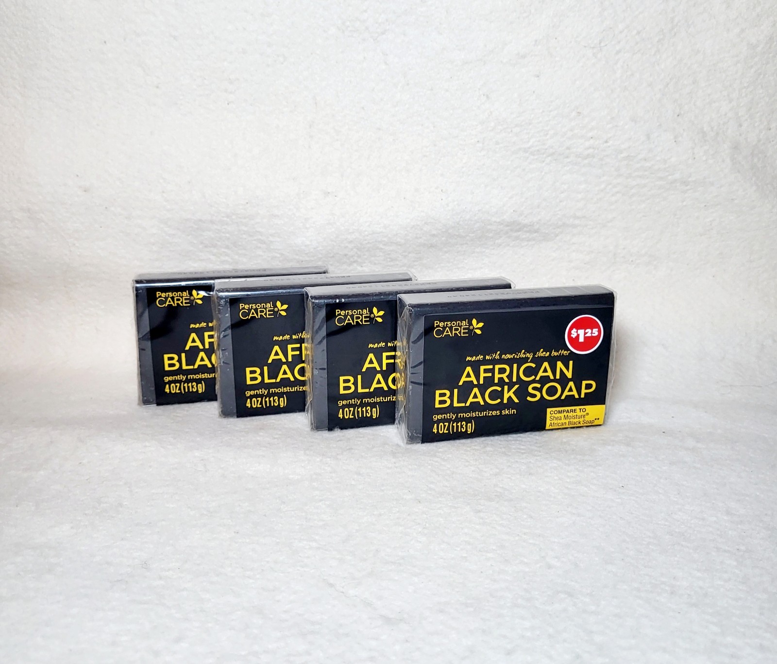 (4) Bars Personal Care African Black Soap Shea Butter 4 oz Delta Brands NEW