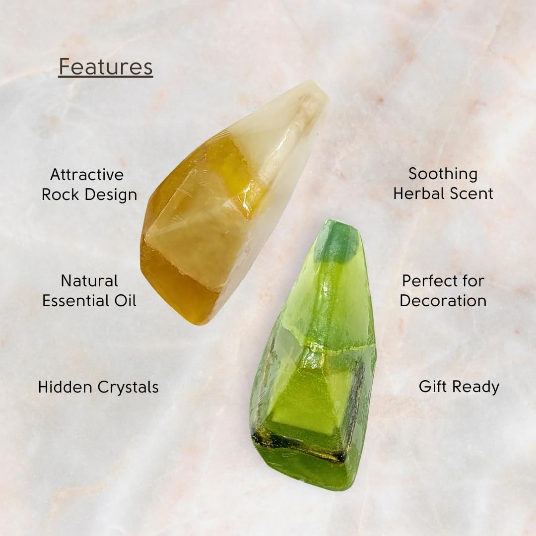 Earth & Home Rock Soap Set of 2- Gemstone Soaps with Real Crystals Inside- De…