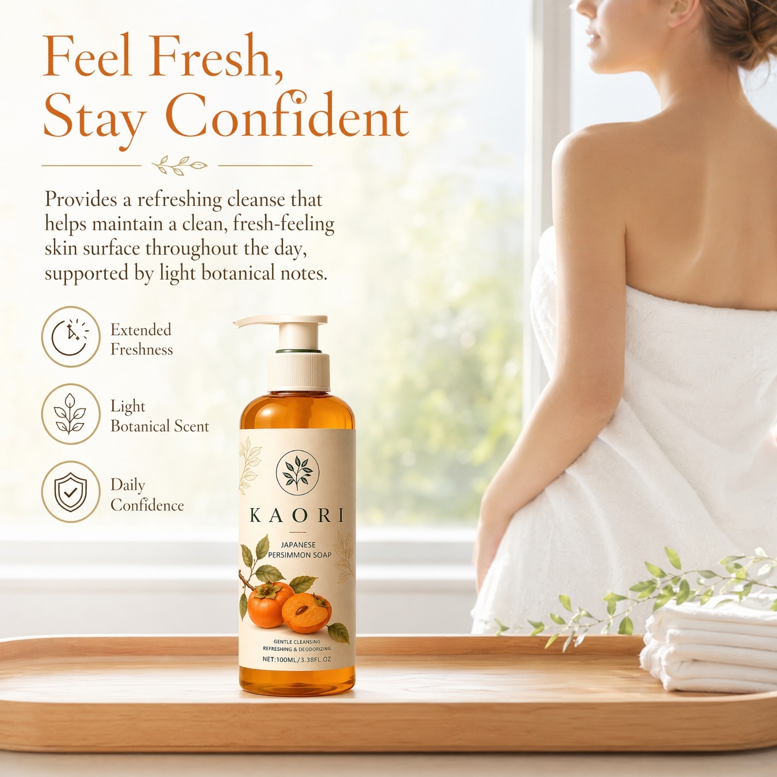Kaori Persimmon Deodorizing Soap Moisturizing Mature Skin for Men Women