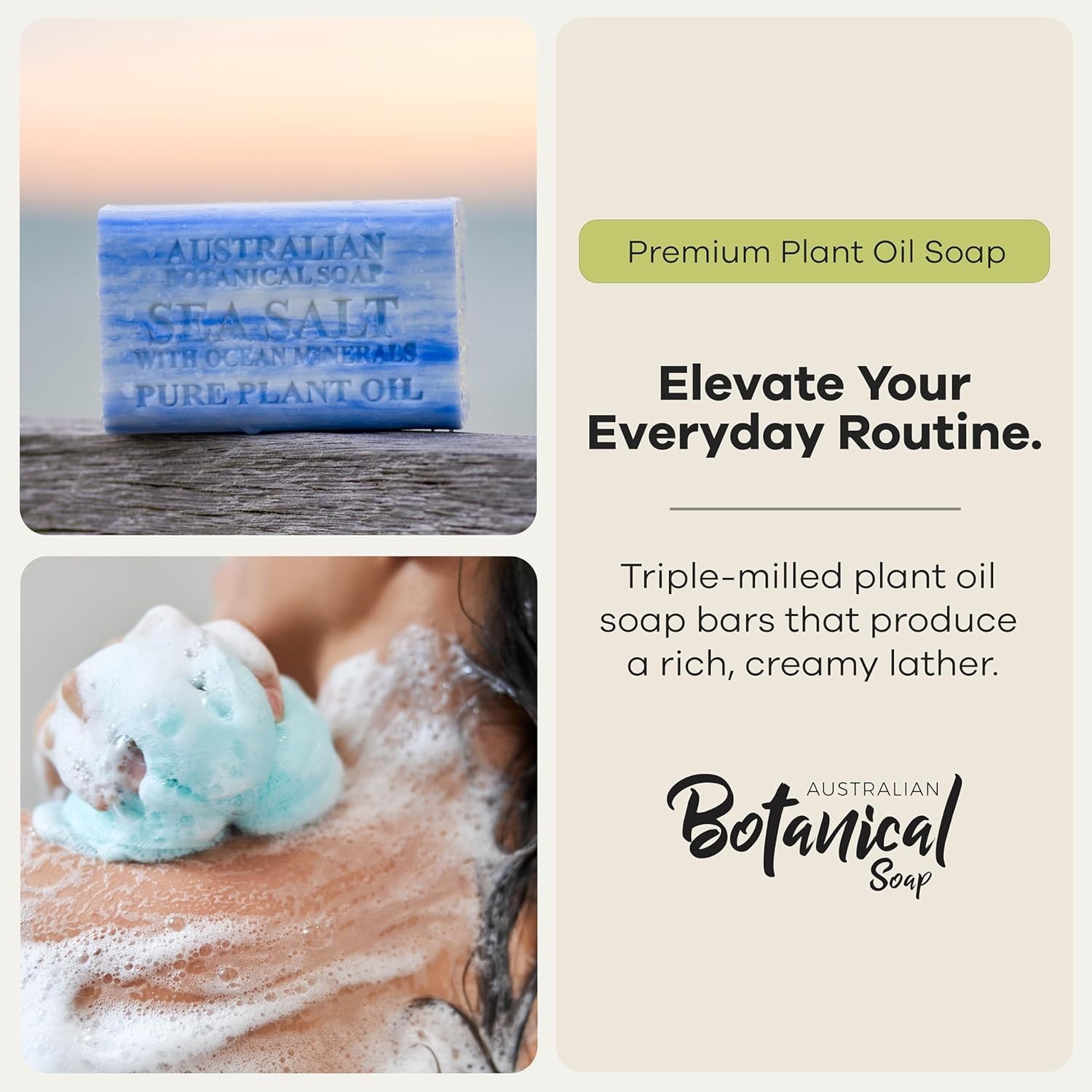 Eco-Friendly Sea Salt Soap with Ocean Minerals & Shea Butter, 6.6oz Luxury Bar