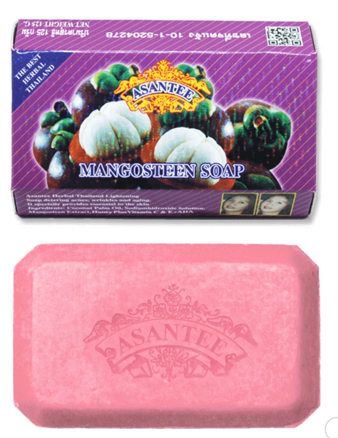 2x125g Soap Bar Boby Asantee Mangosteen Herbal Honey Plus Skin Face Thai Vitamin