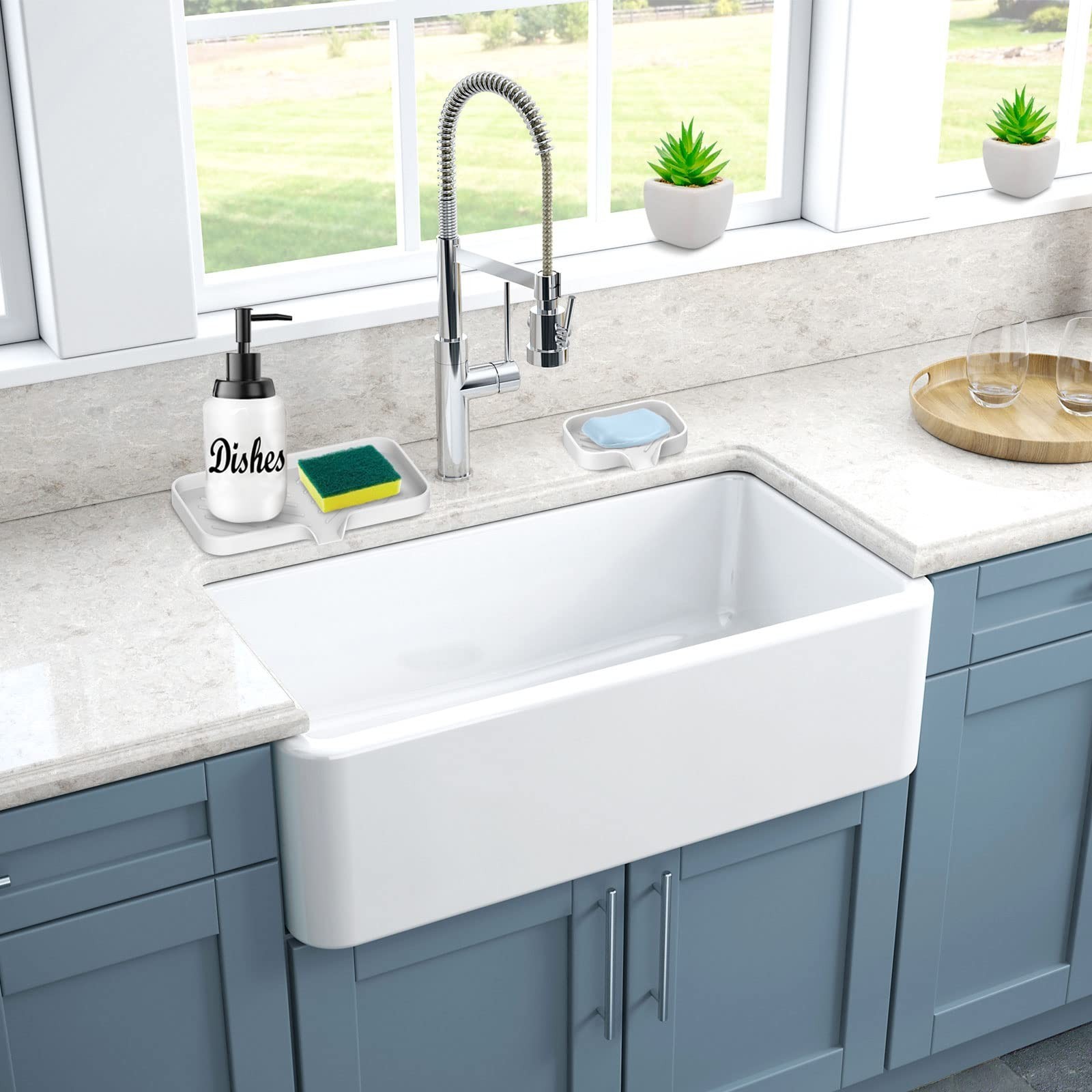 Kitchen Sink Tray,3 Pcs Silicone Sponge Holder for Kitchen Sink Organizer, Ki…