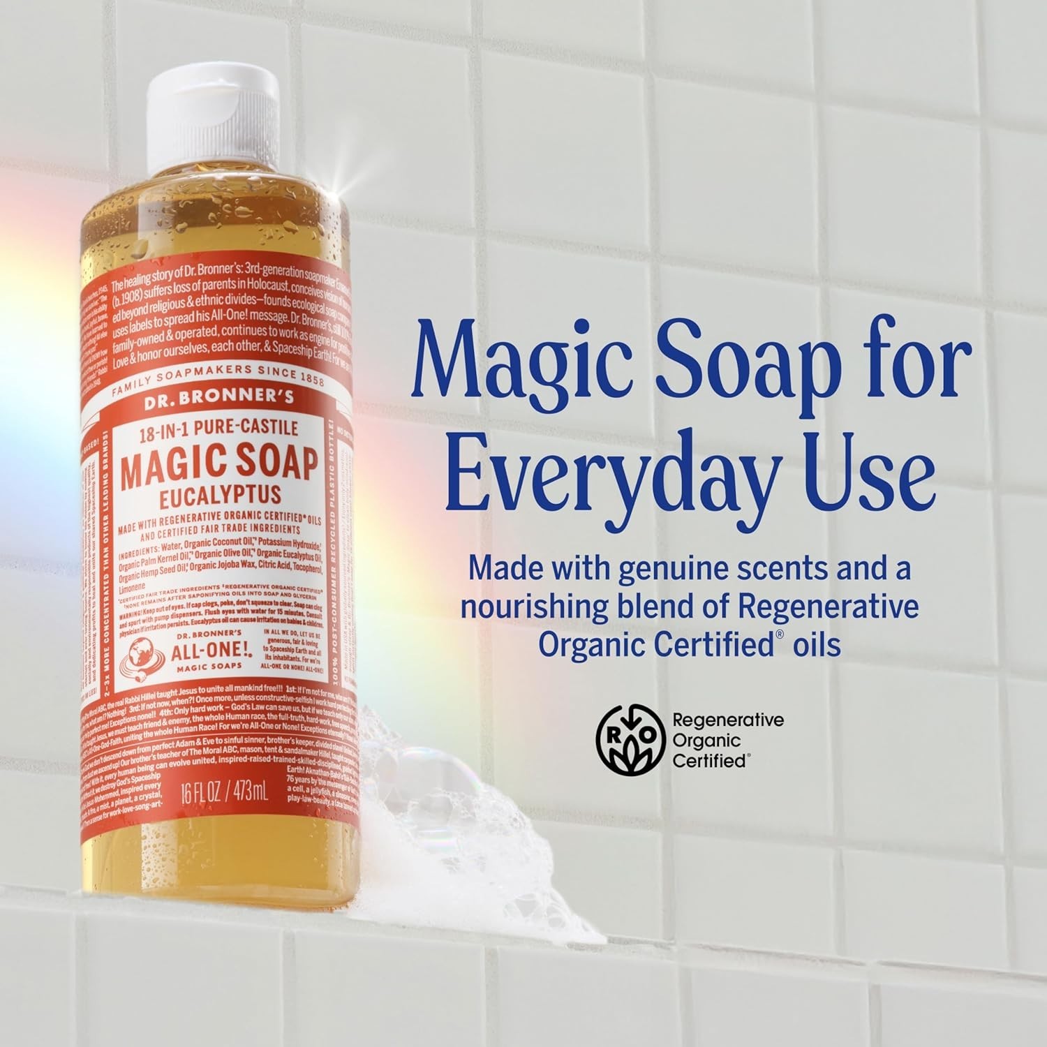 Dr. Bronner’s Pure-Castile Magic Soap, 8 Oz Eucalyptus – & Eco-Friendly