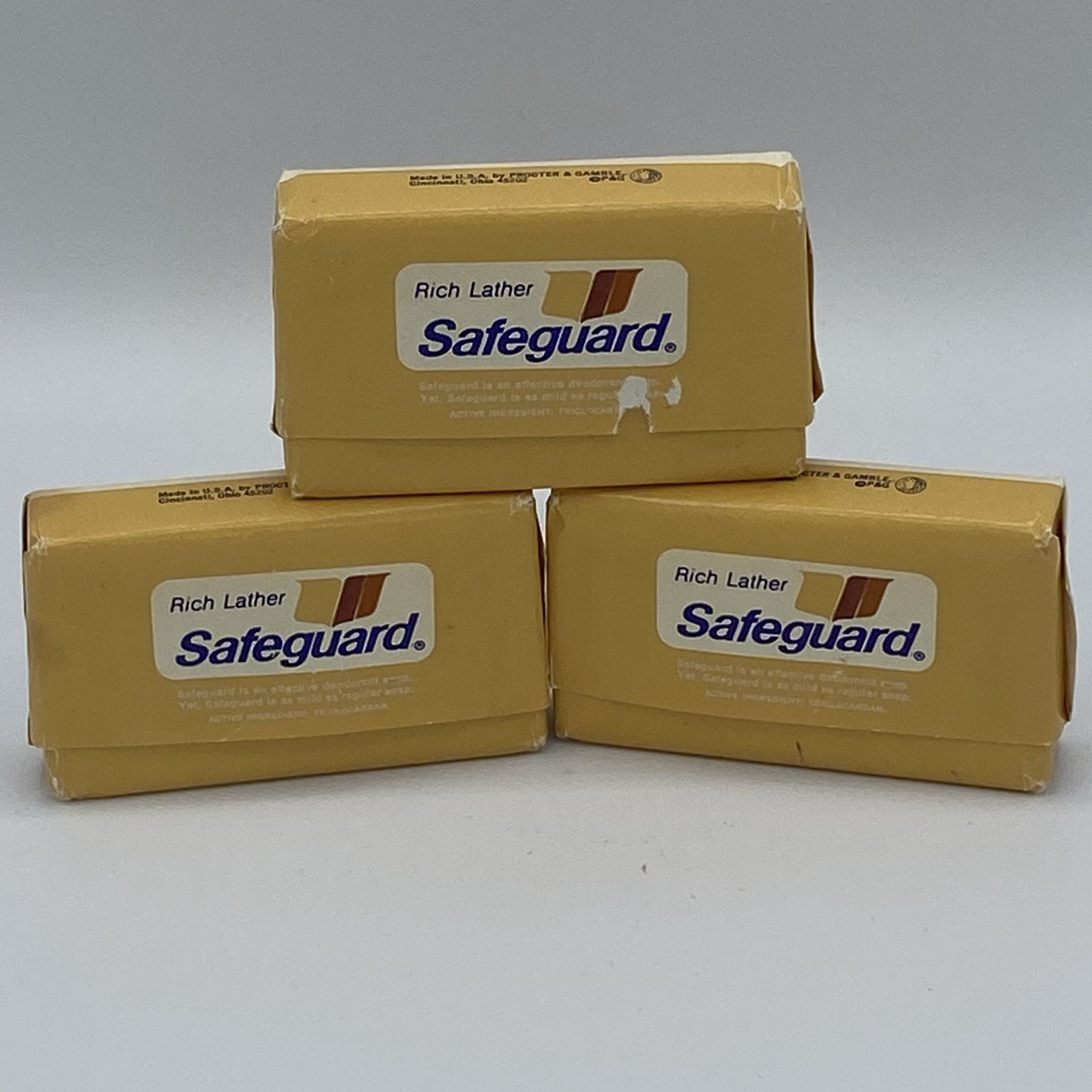 3 mini bars of Vintage Safeguard Beige Bar Soap 1980s P&G NEW Old Stock