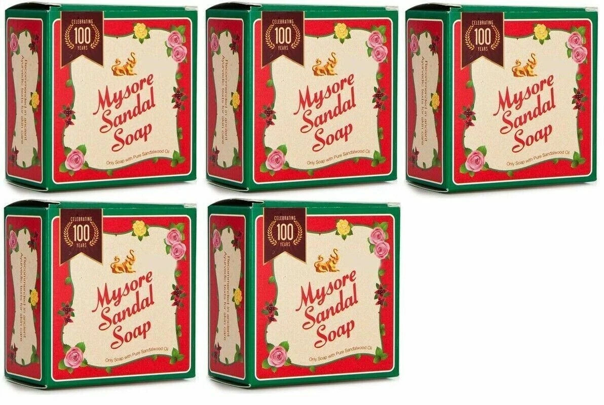 5 X 150gm Mysore Sandal Bath Soap Bar, ORIGINAL of Karnataka Soaps Ltd.
