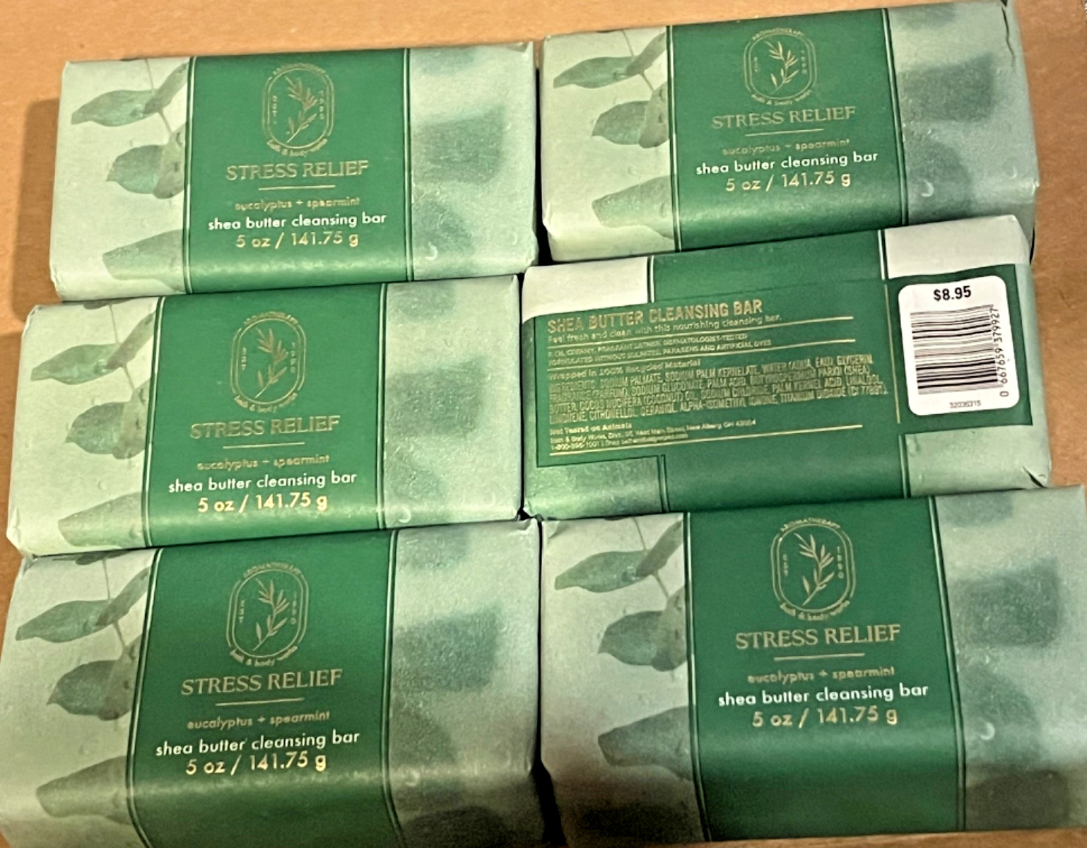 6X Bath & Body Works EUCALYPTUS + SPEARMINT Shea Butter Cleansing Bar Soap New