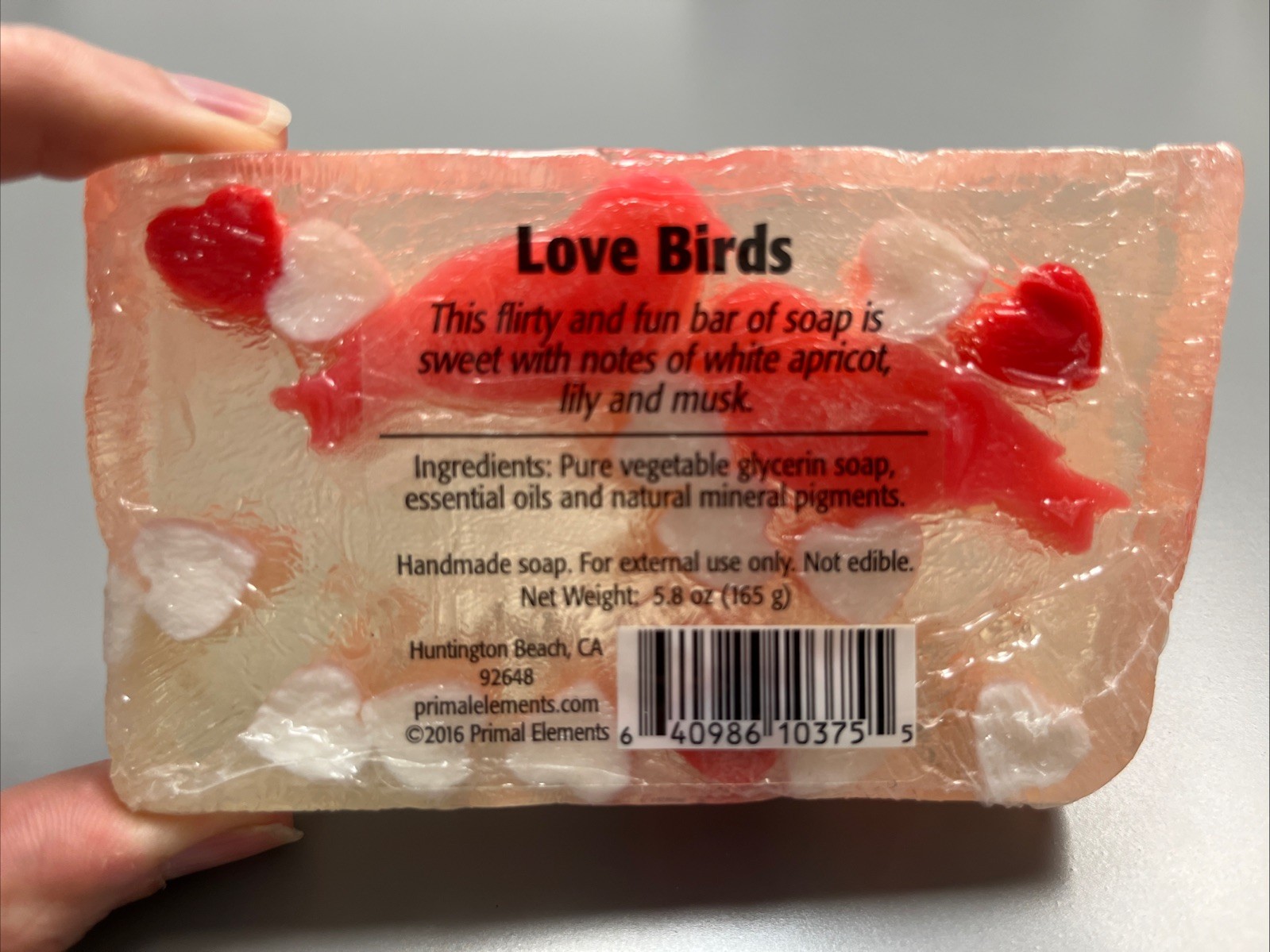 Primal Elements LOVE BIRDS Soap Hearts Handmade Glycerin 5.8 oz. / 165g NIP NEW
