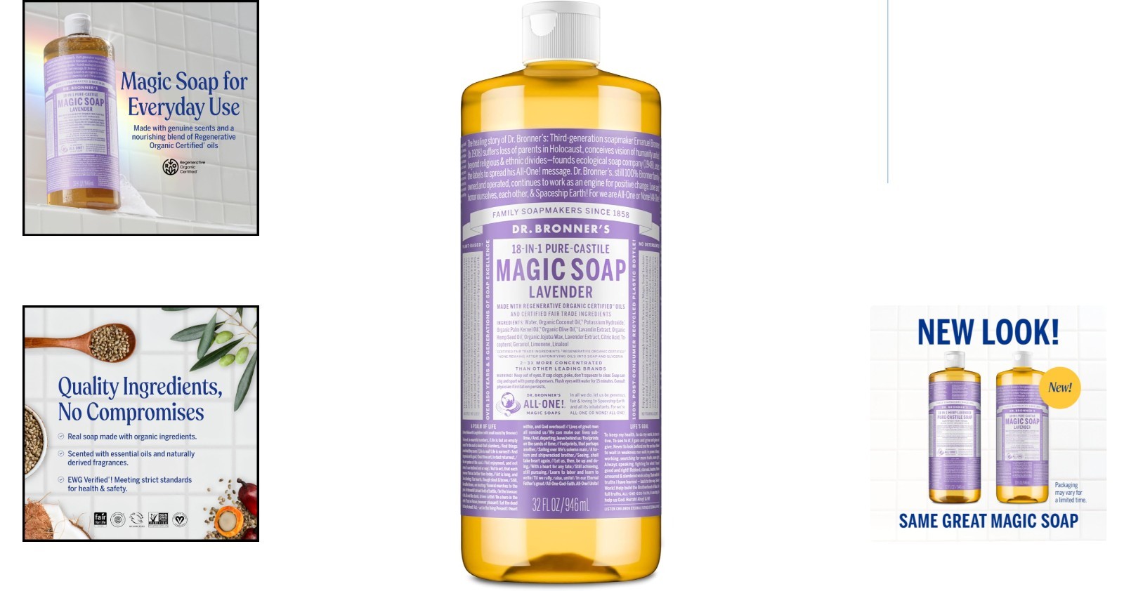 Multi-Use Organic Lavender Liquid Soap – Biodegradable, 32 Oz Castile Solution