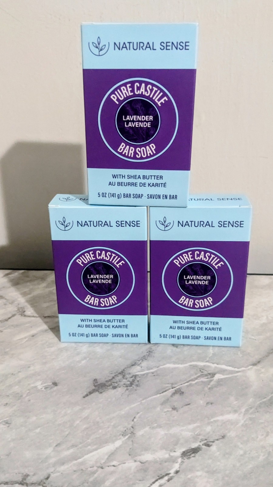 Natural Sense Pure Castile Lavender Bar soap w/Shea Butter 5 oz 3 Pack