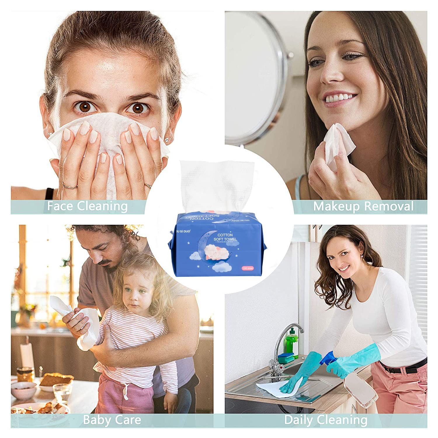 Dry Baby Wipes, Made of 100% cotton, Chemical-free 1 Count (Pack 600)