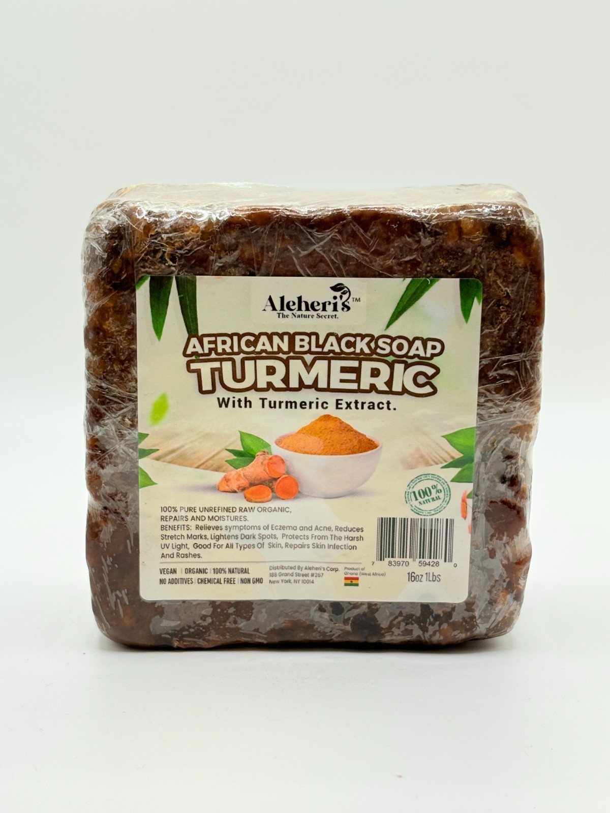 Aleheri’s African Black Soap Turmeric / Cloves Extract , 1 lb. / 16 oz.