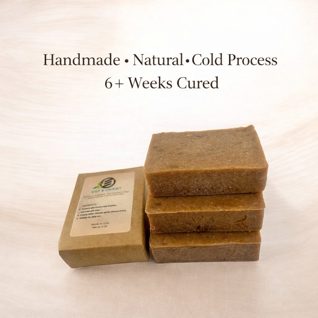 EST E OVEST Natural Turmeric & Licorice Soap – 5 oz Brightening • Clarifying •