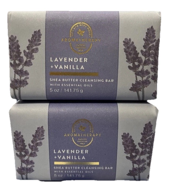 2 X BBW LAVENDER VANILLA Shea Butter Cleansing Bar Body Soap Sealed 5oz