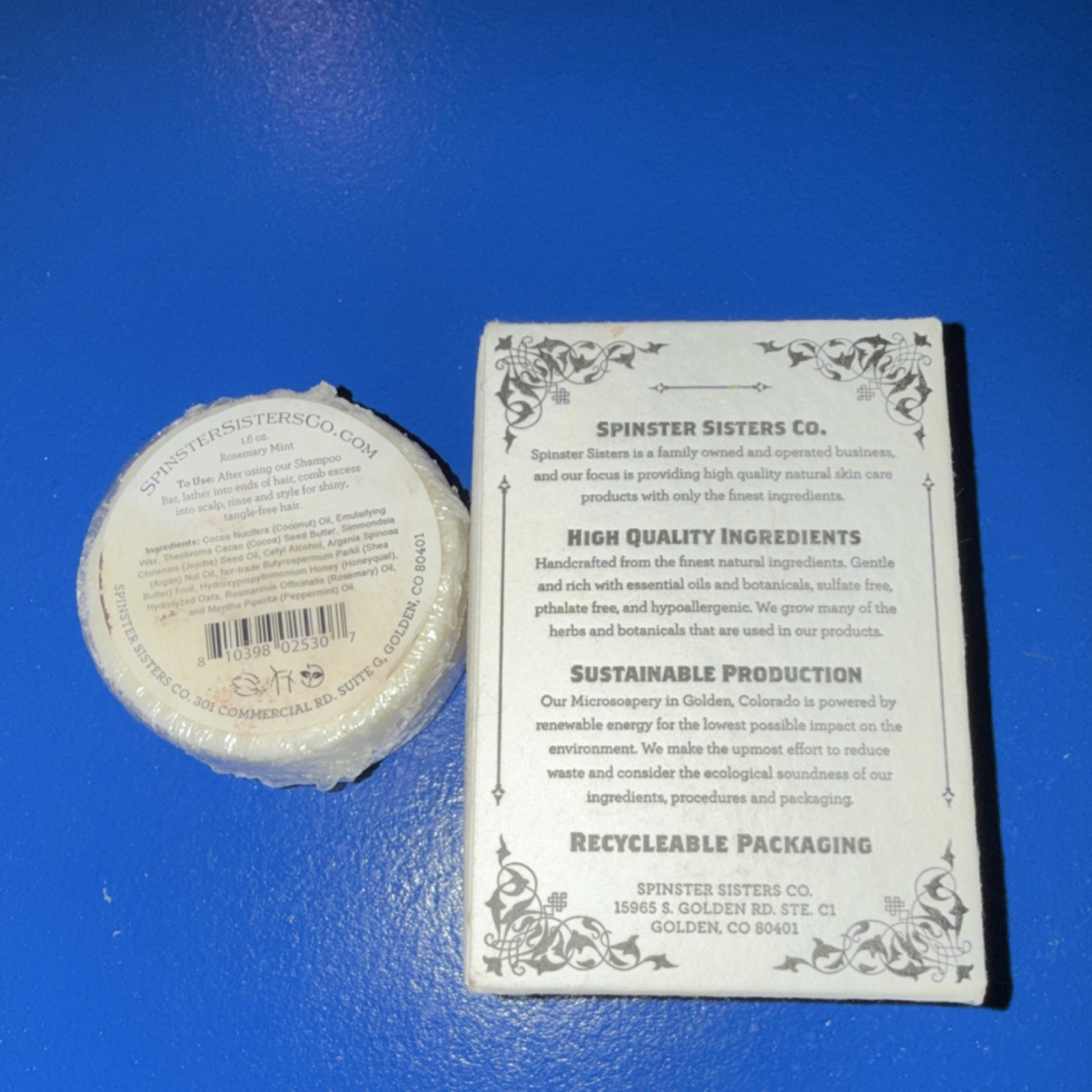Spinster Sisters Sage Cedar Soap + Rosemary Mint Conditioner Bar Natural
