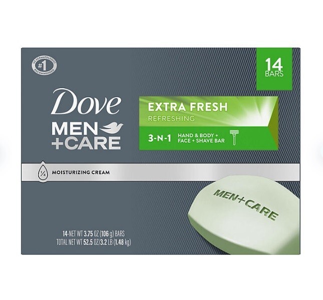 Dove Men+Care Body and Face Bar Soap, Extra Fresh, 3.75 oz., 14 ct.