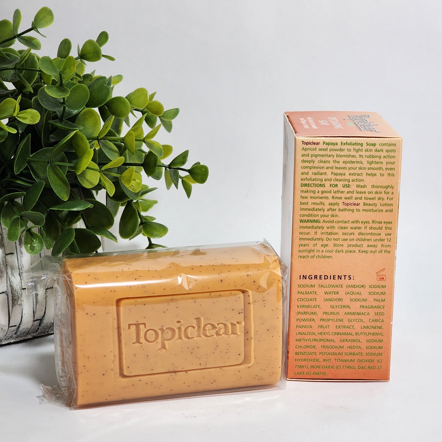 Topiclear Papaya Exfoliating Soap with Apricot Powder Jumbo Size 7 oz / 200 g