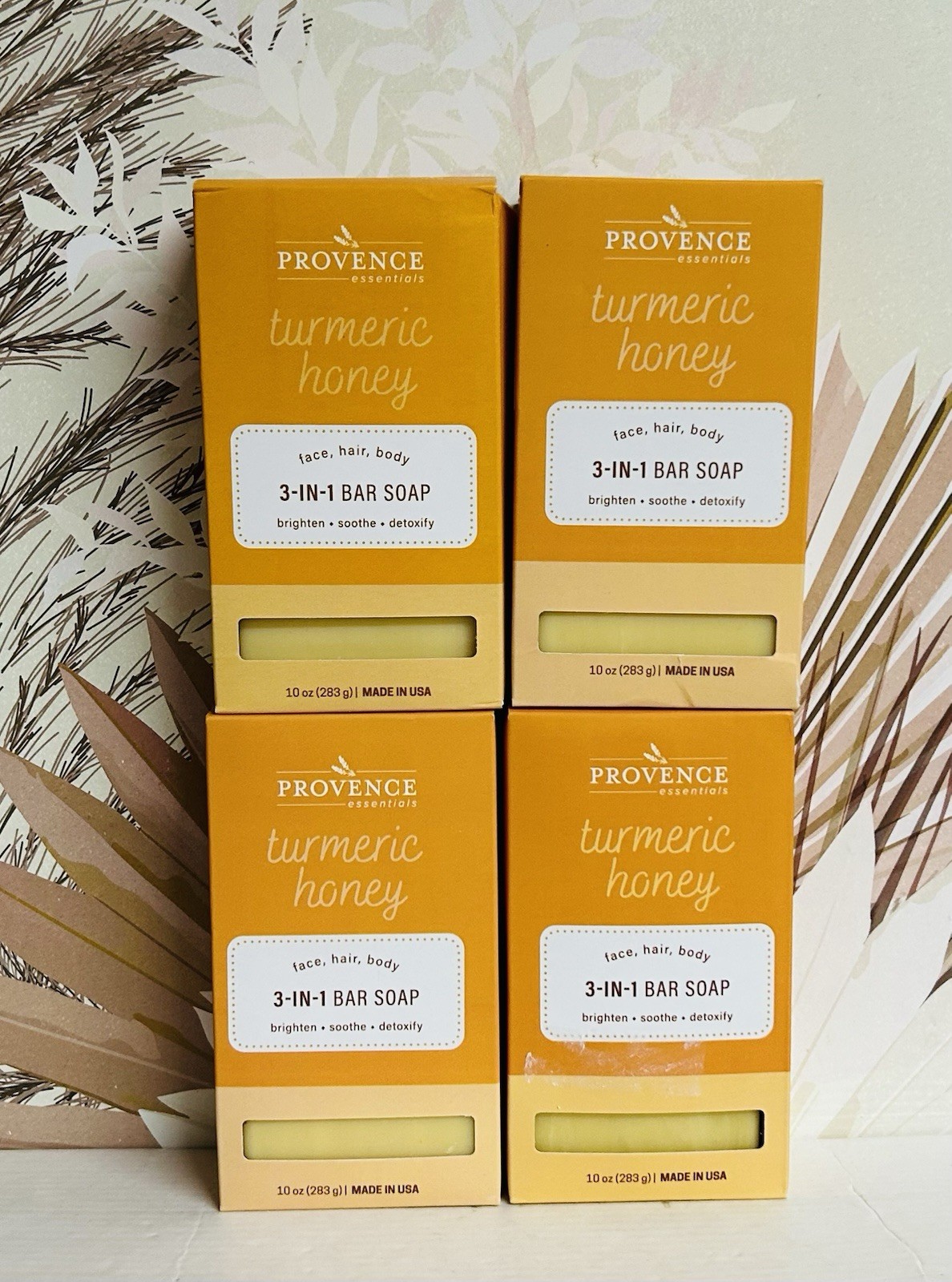 4-Pack Provence Essentials ~ Turmeric Honey 3-in-1 Bar Soap 10 oz Each