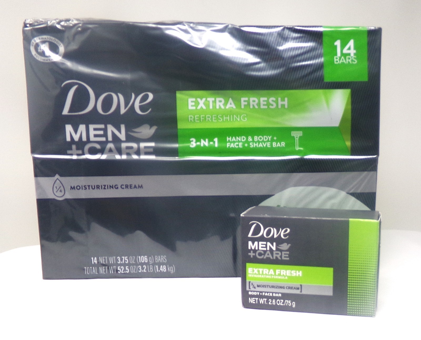 Dove Men+Care Body and Face Bar Soap, Extra Fresh, 3.75 oz., 14 ct. *SKU25-3*