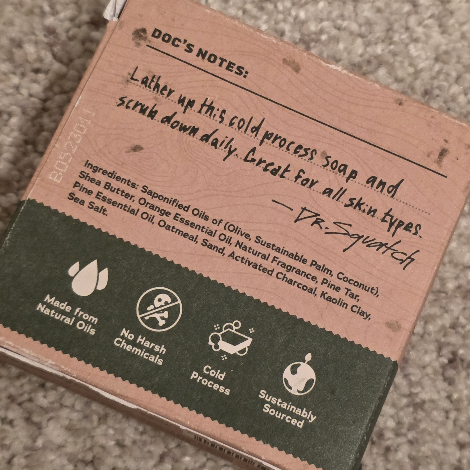 Dr. Squatch Men’s Natural Bar Soap Heavy Grit-Pine Tar, 5 oz bar, oatmeal & sand