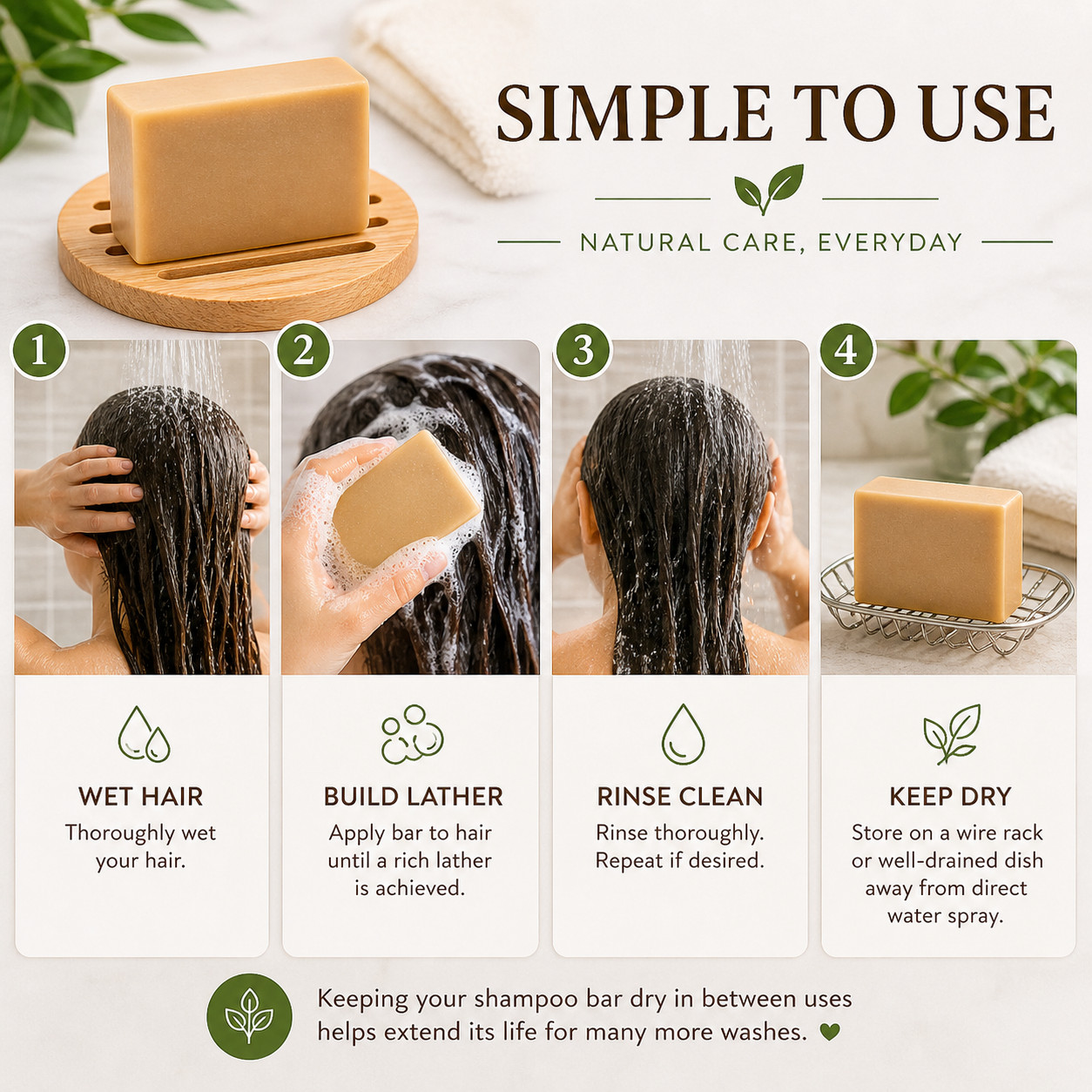 Handmade Soap Conditioning Shampoo Bar w/Coconut Oil & More Natural & Organic