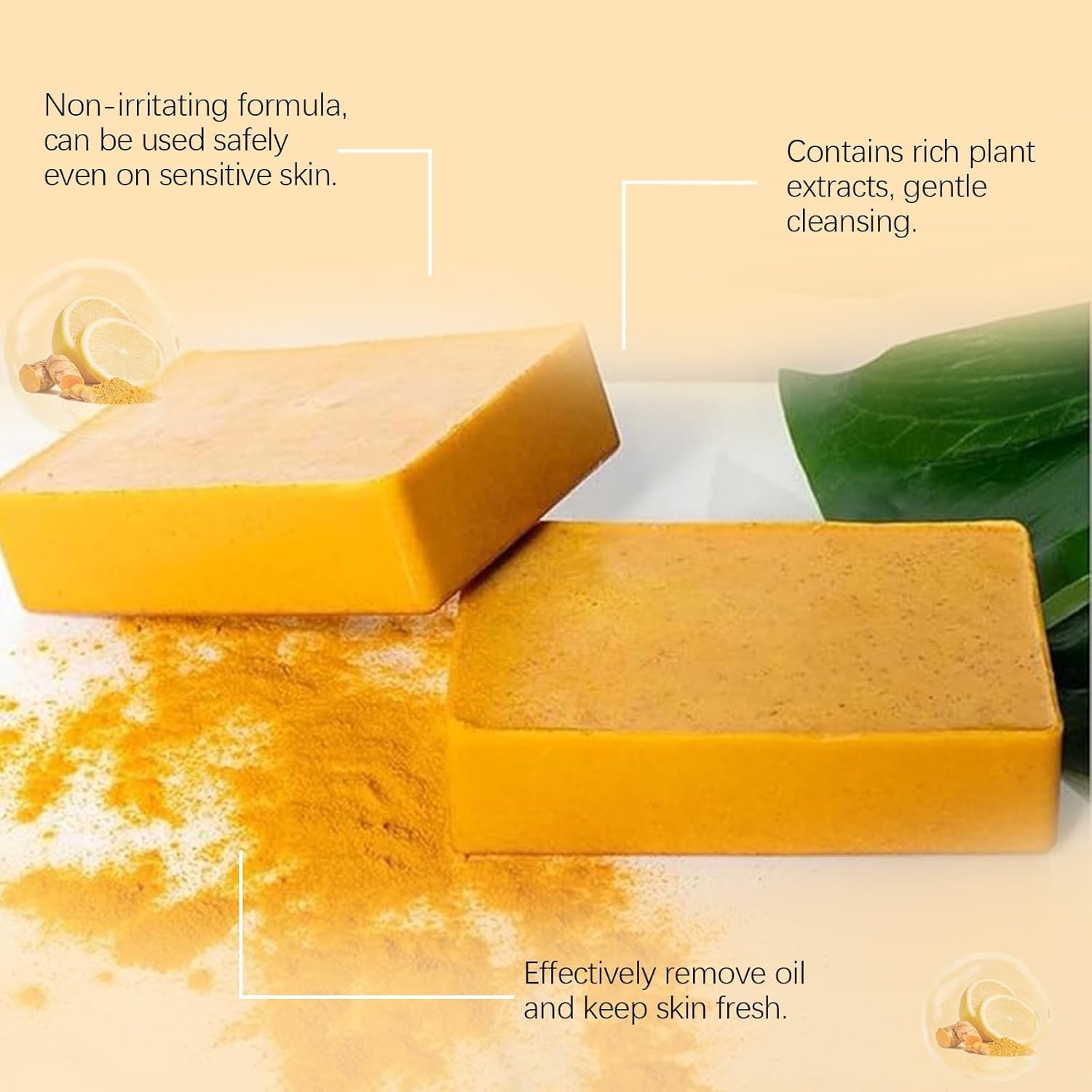 3-Pack Turmeric Glow Soap Bar – Lemon & Kojic Acid, Removing Dark Spots