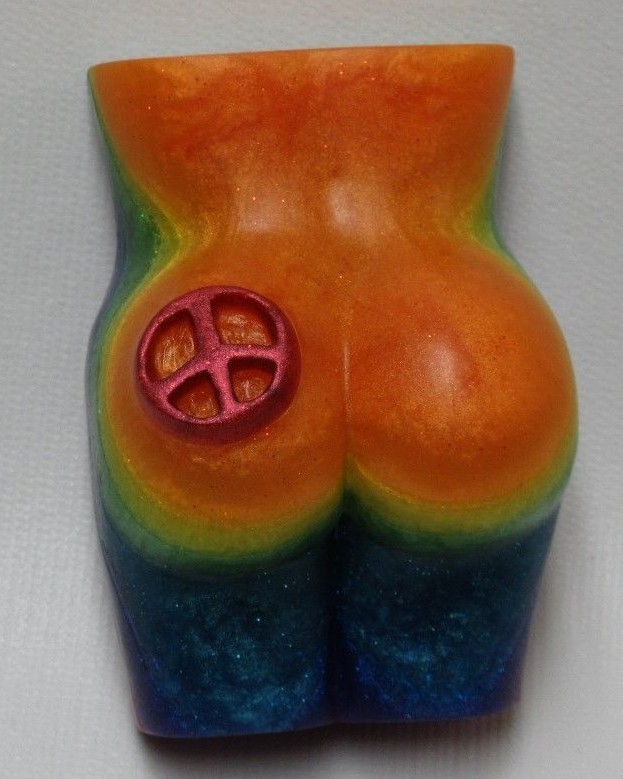 Rainbow’s End, cedar, sage, coriander & citrus “Peace of Ass” butt shaped soap
